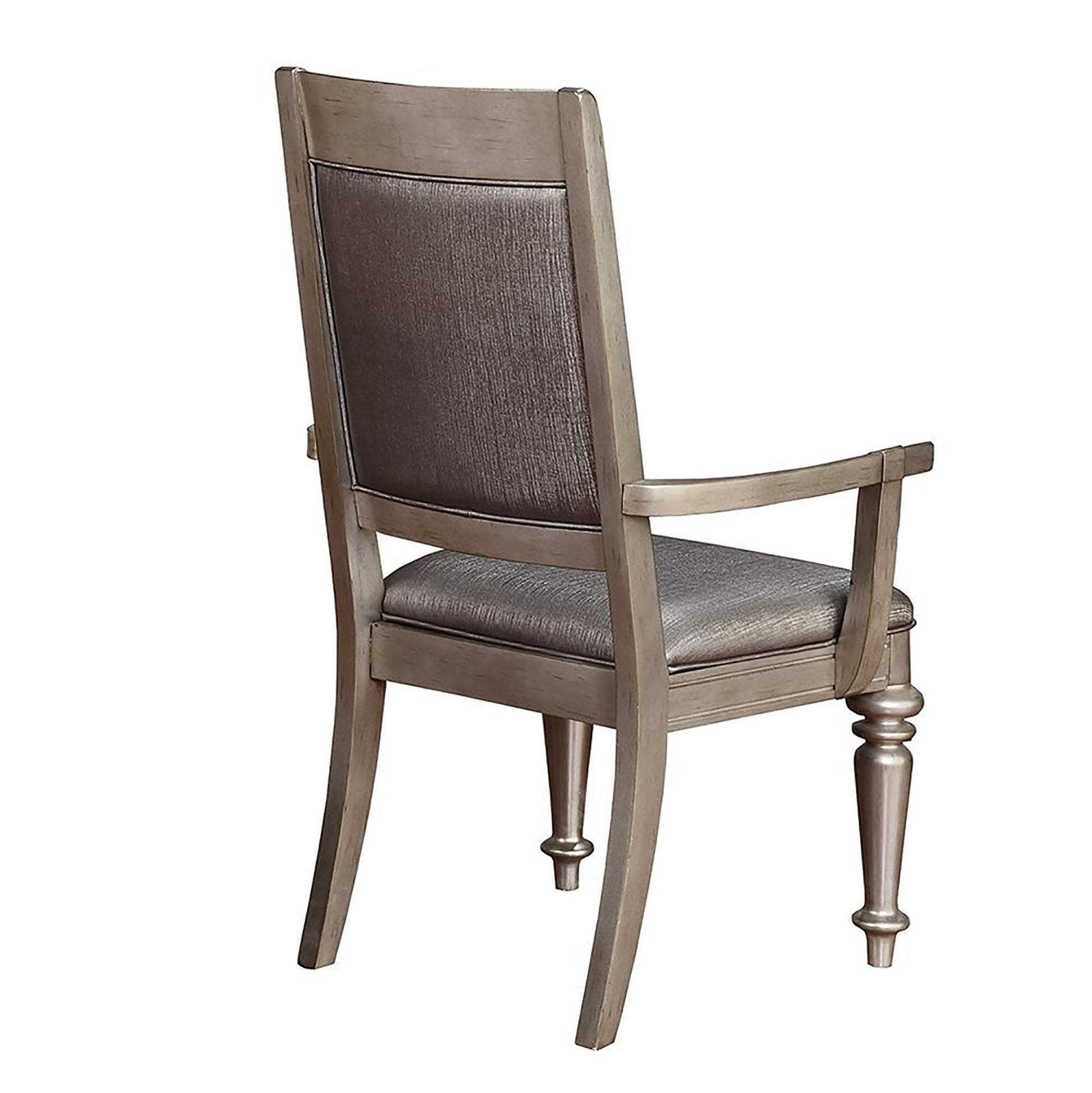 Danette Metallic Platinum and Metallic Open Back Arm Chair Set of 2