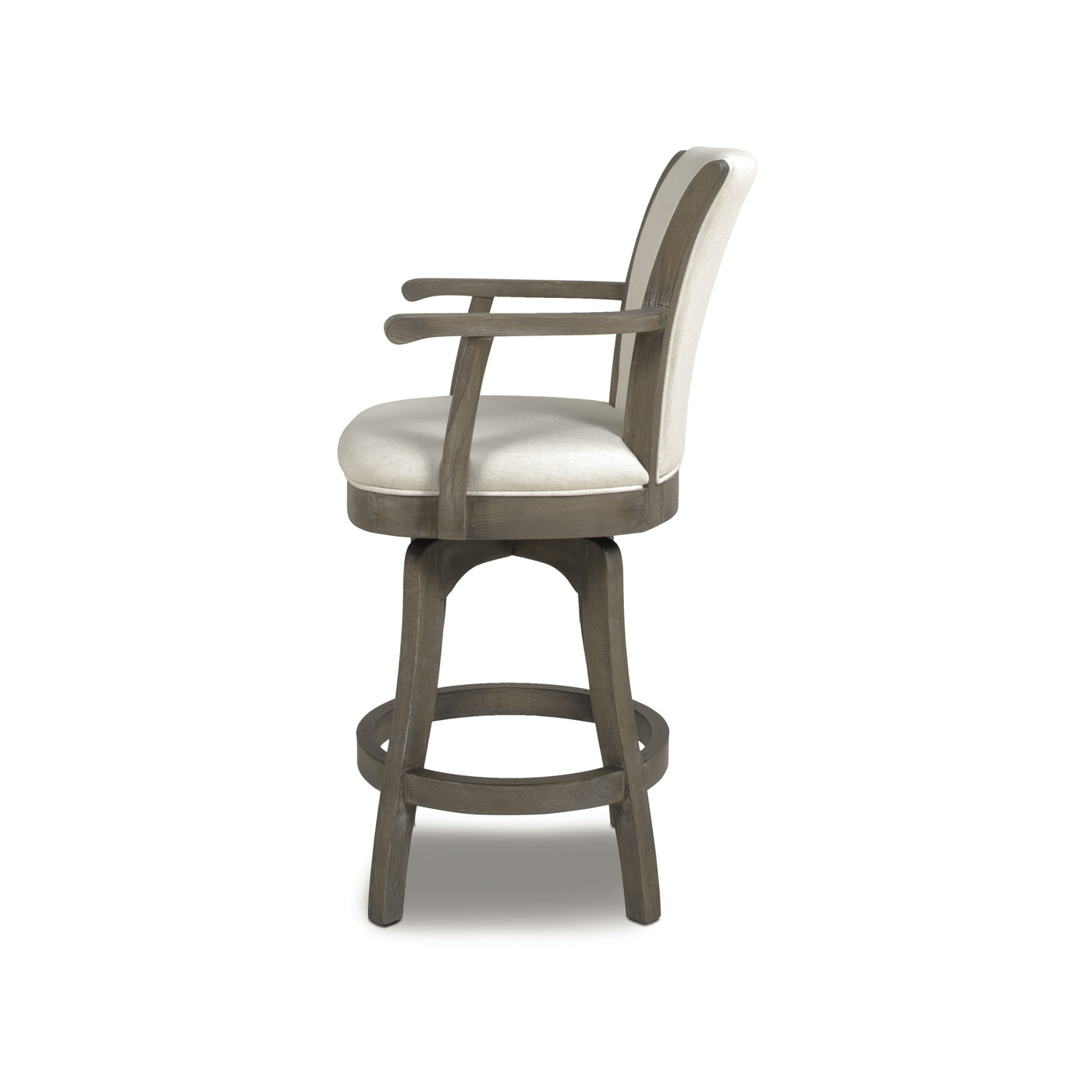 Galatea 27in Swivel Counter Height Bar Stool, Natural White Linen