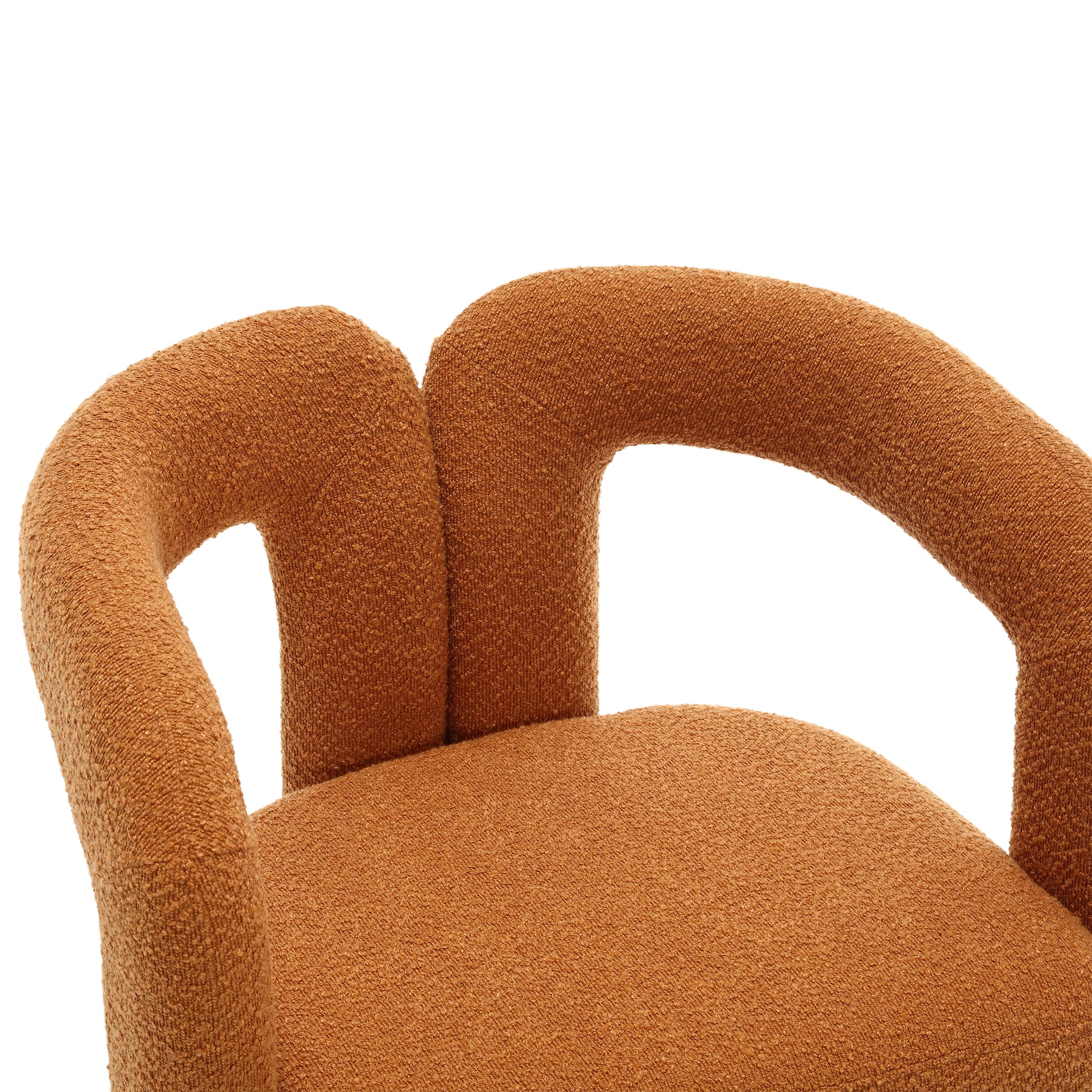 Coolmore Versatile Comfort Orange Boucle 360° Swivel Cuddle Barrel Accent Chair