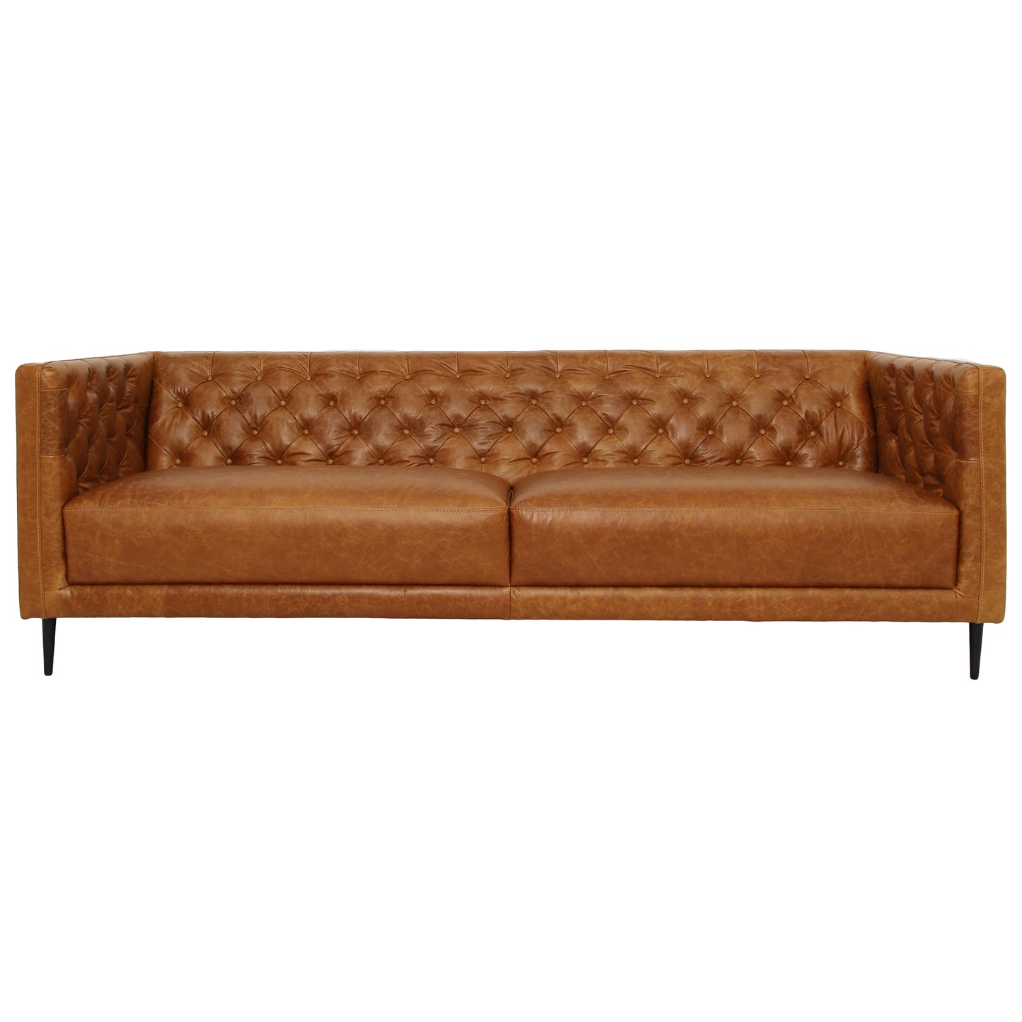 Vermont Traditional Genuine Leather Sofa, Waxy Cognac