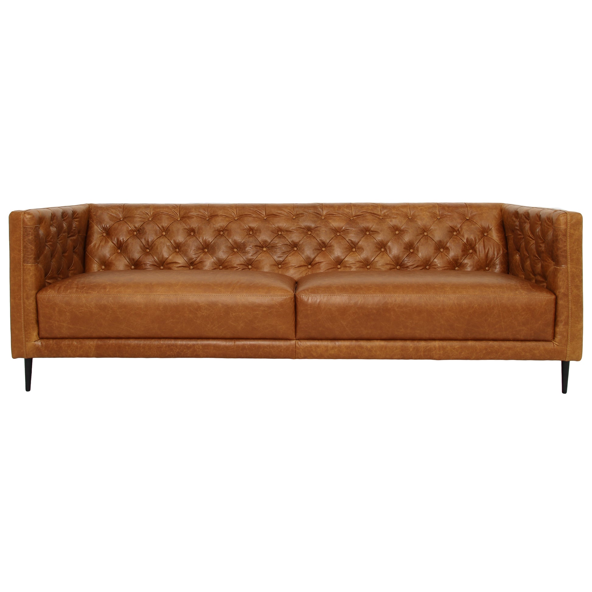 Vermont Traditional Genuine Leather Sofa, Waxy Cognac