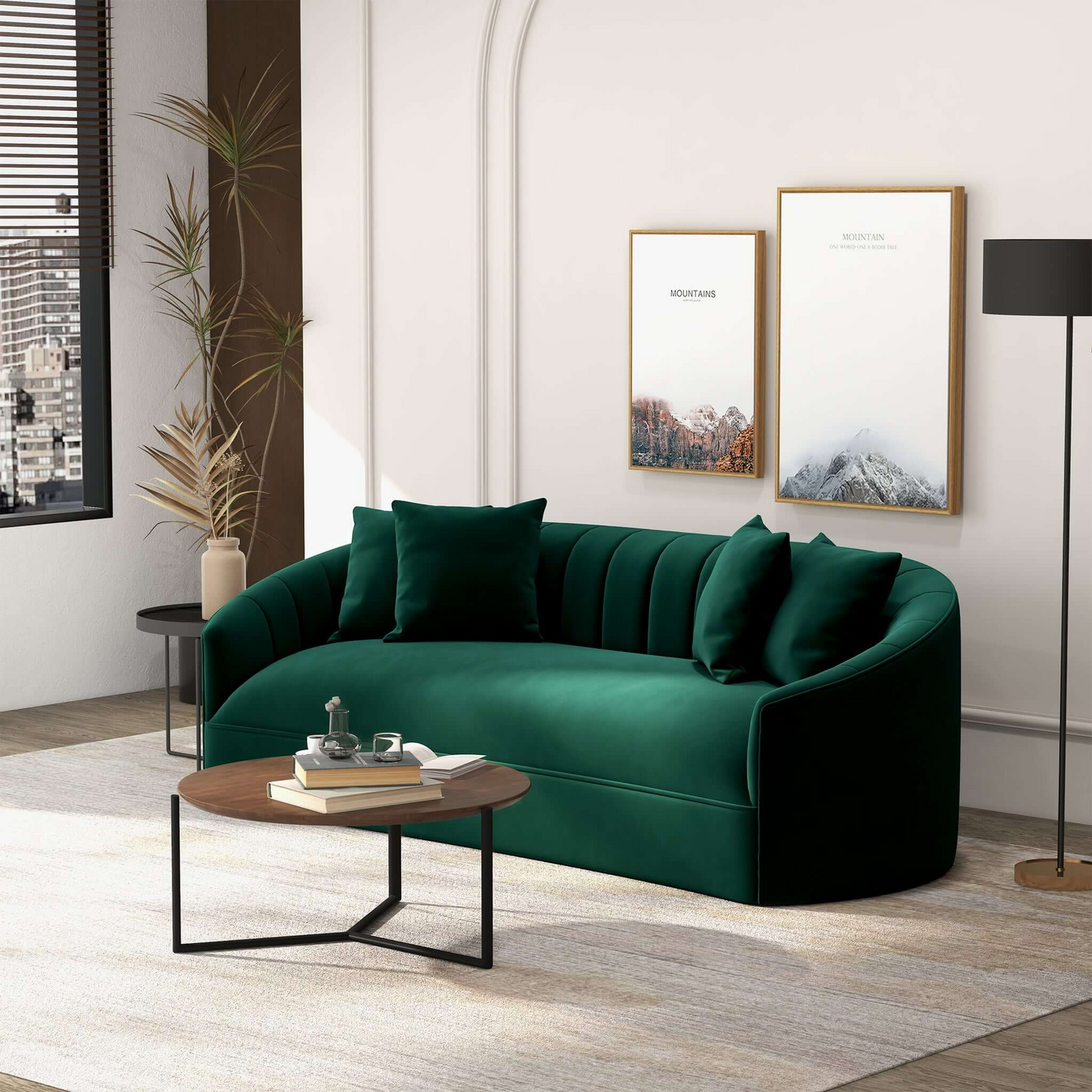 Kante Modern Green Velvet Upholstered Sofa