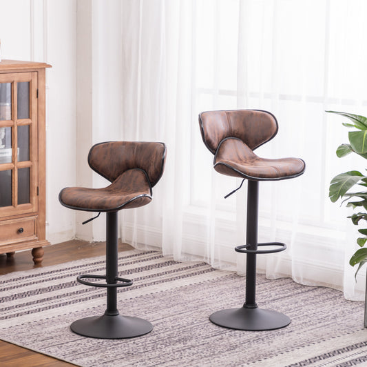 Masaccio Weathered Airlift Adjustable Bar Stools Set of 2 Brown