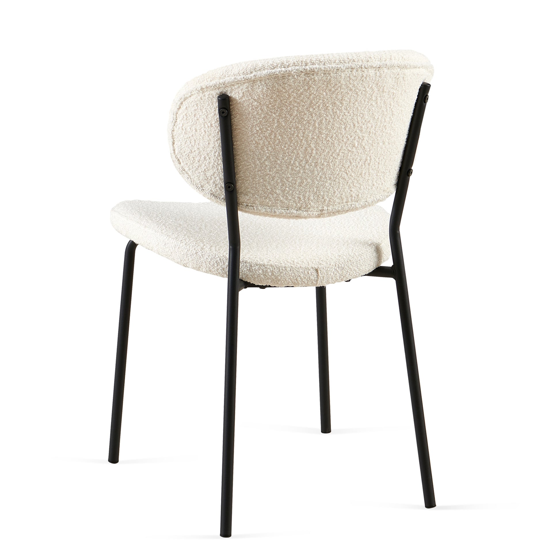 Indra Beige Boucle Fabric Dining Chairs Set of 2