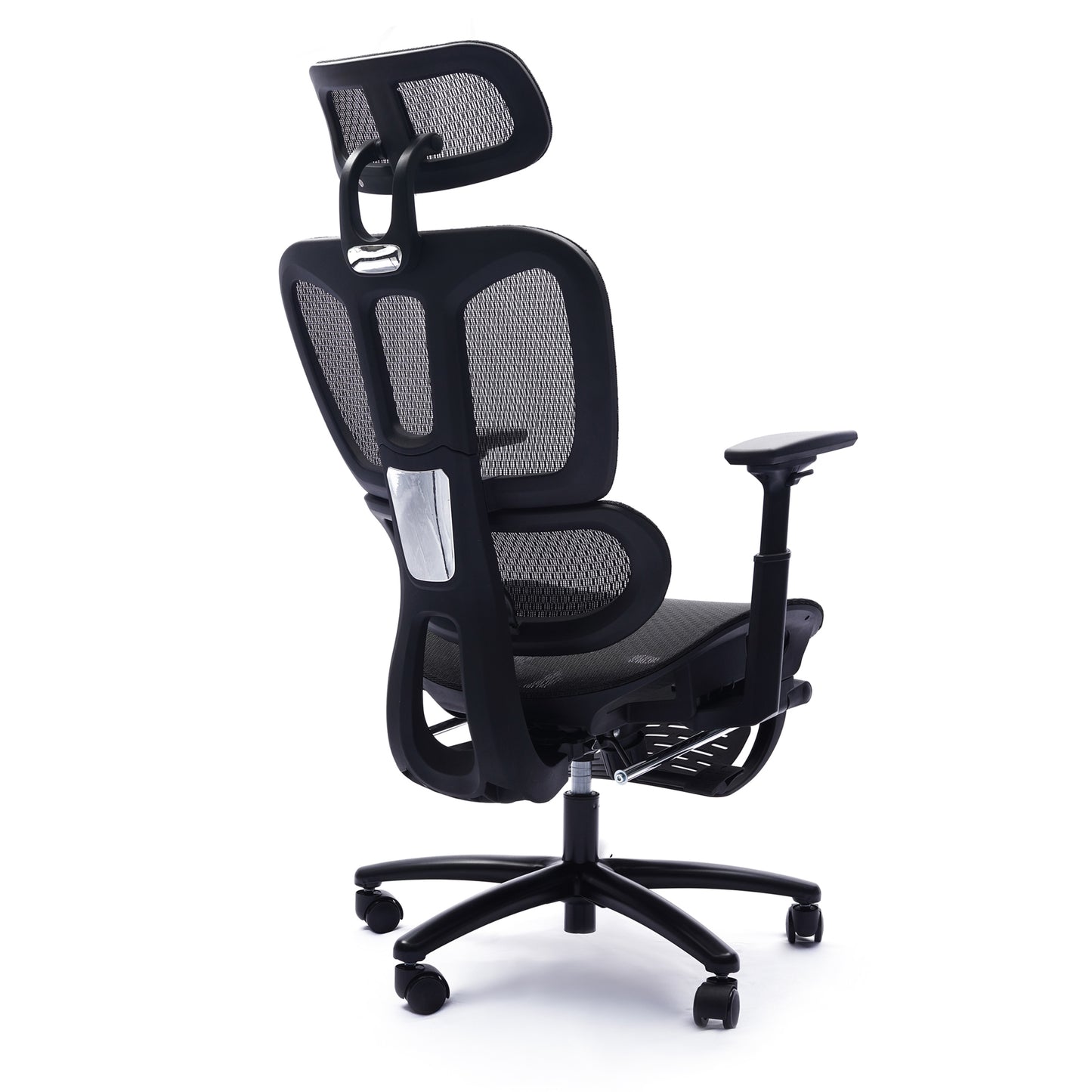 Adjustable Ergonomic Black Mesh Office Chair with Headrest and Footrest, Conference/Computer Desk Chair