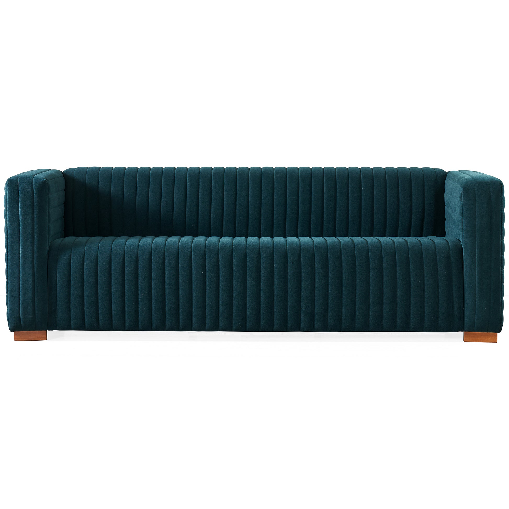 Elara Modern Channel Tufted Velvet Sofa, Blue