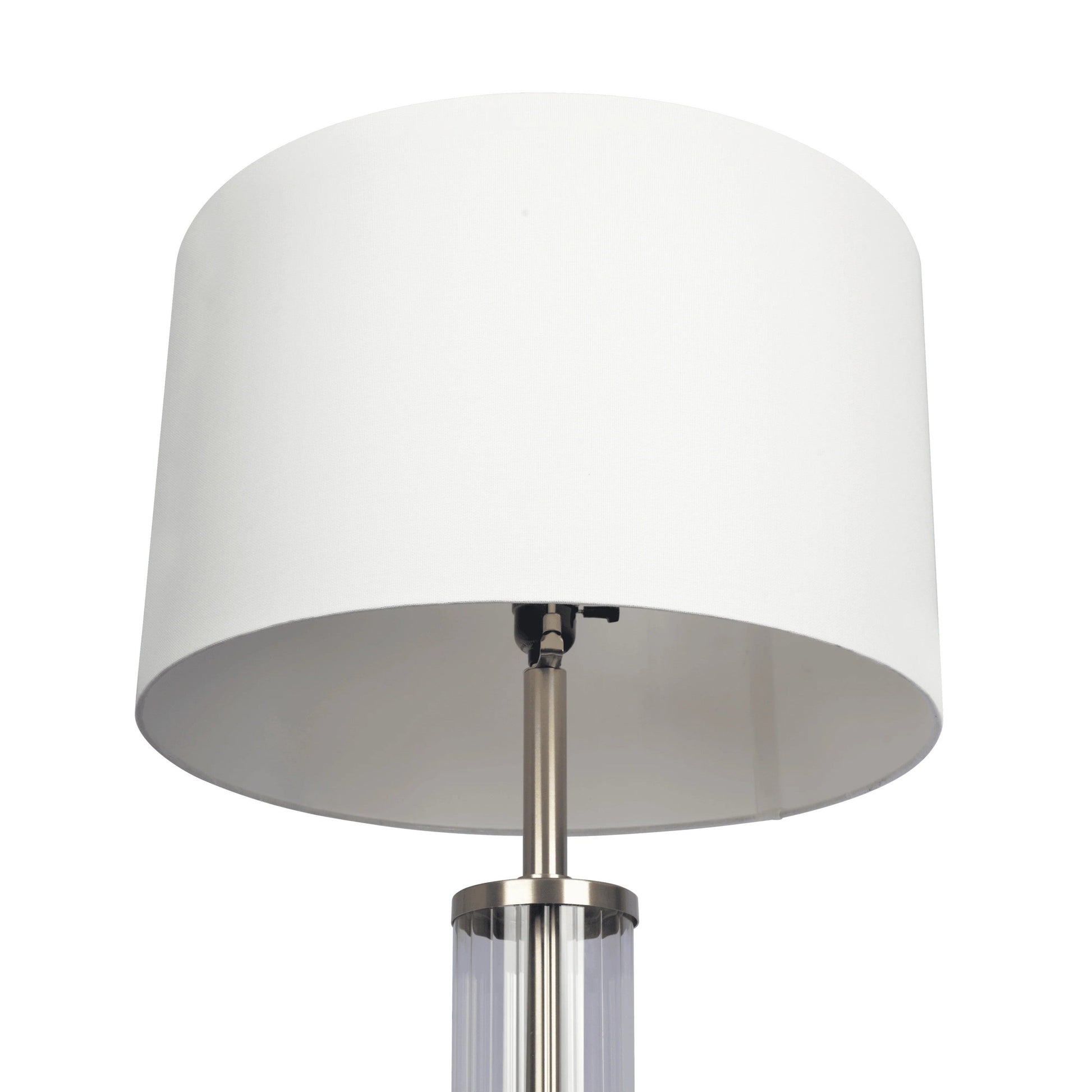 Echo Brushed Nickel Table Lamp with On/Off Switch Clear Glass Body Metal Base