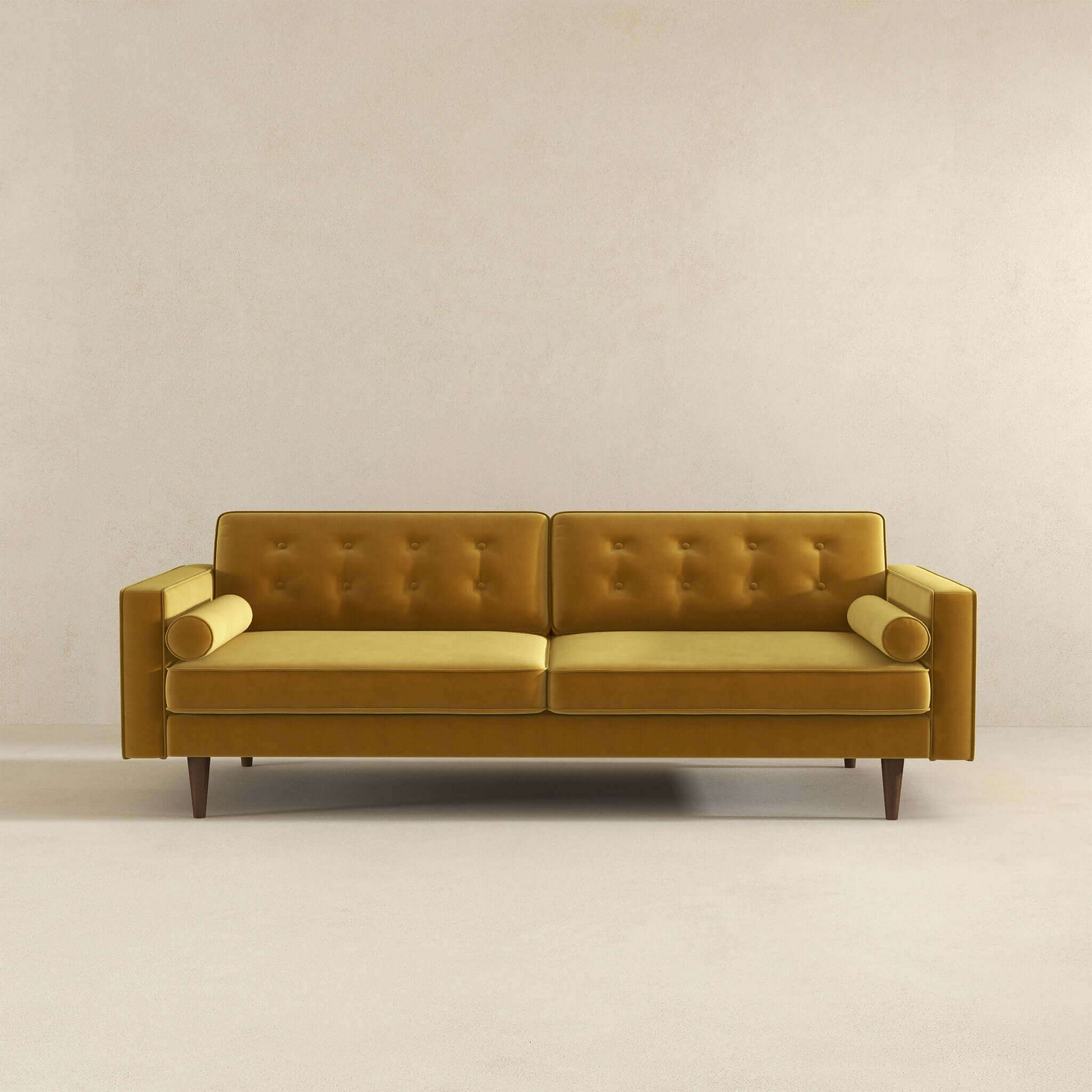 Casey Mid-Century Modern Velvet Tufted Sofa, Gold