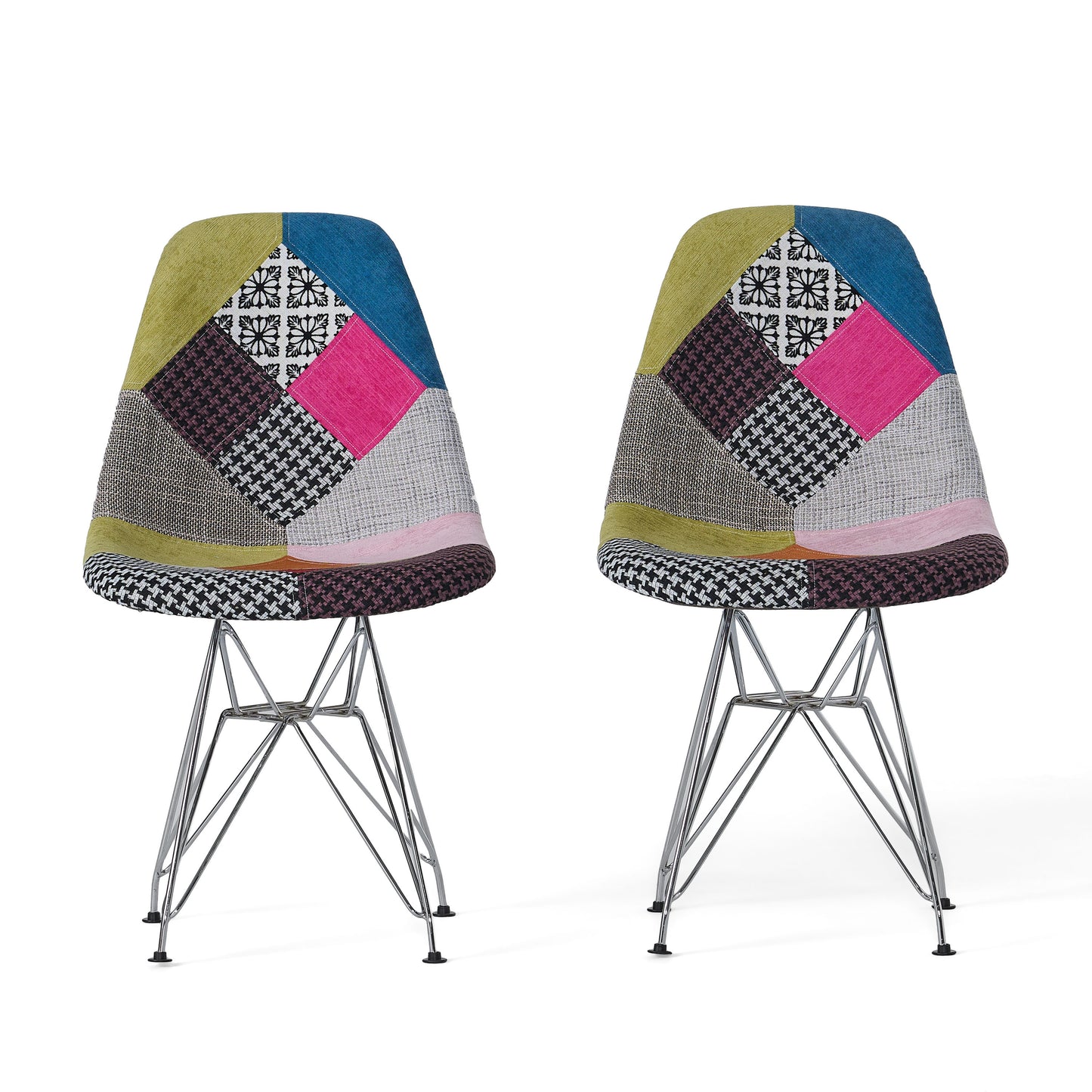 Bohemian Style Patchwork Side Chairs Set of 2