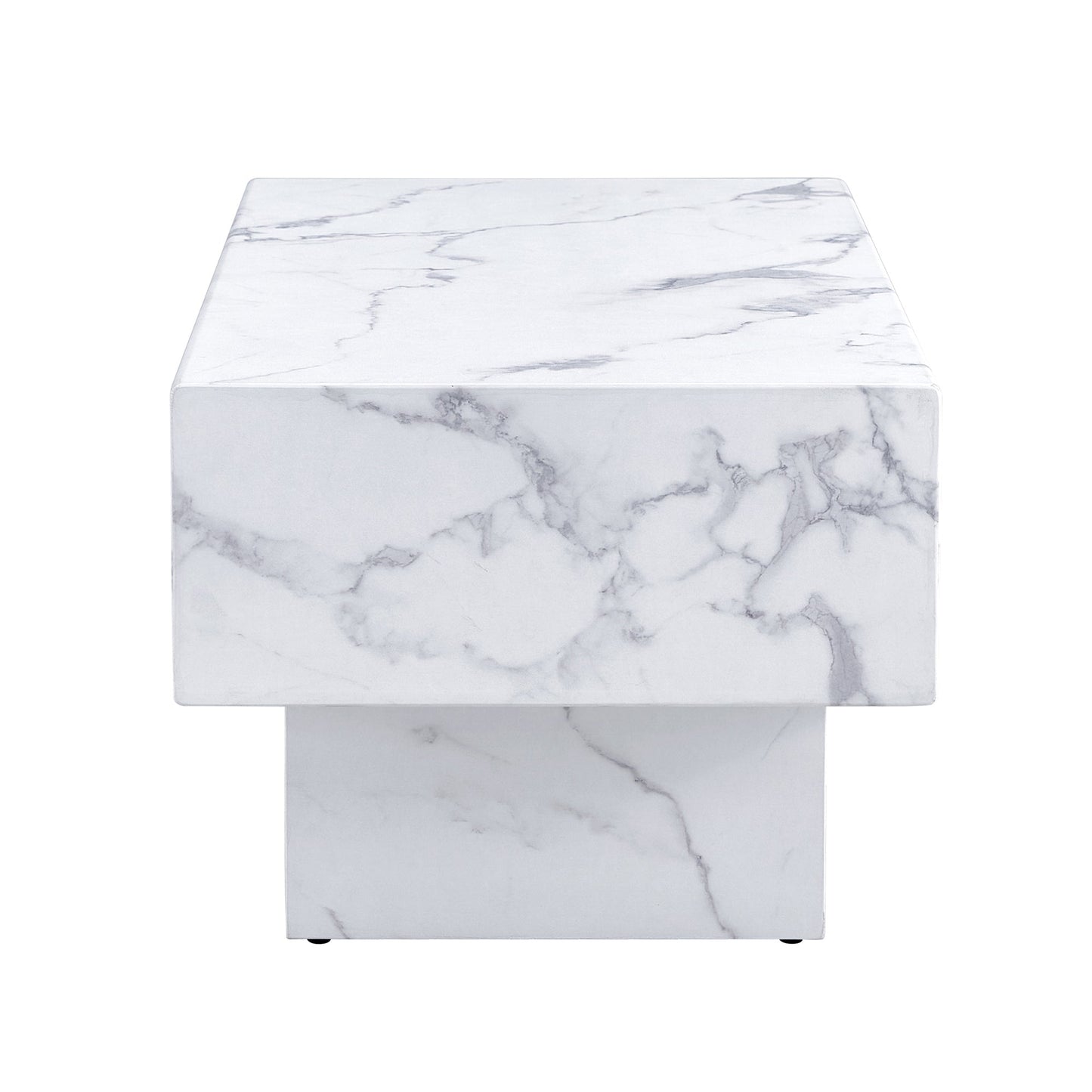 Darth Contemporary Faux Marble Coffee Table in White & Gray