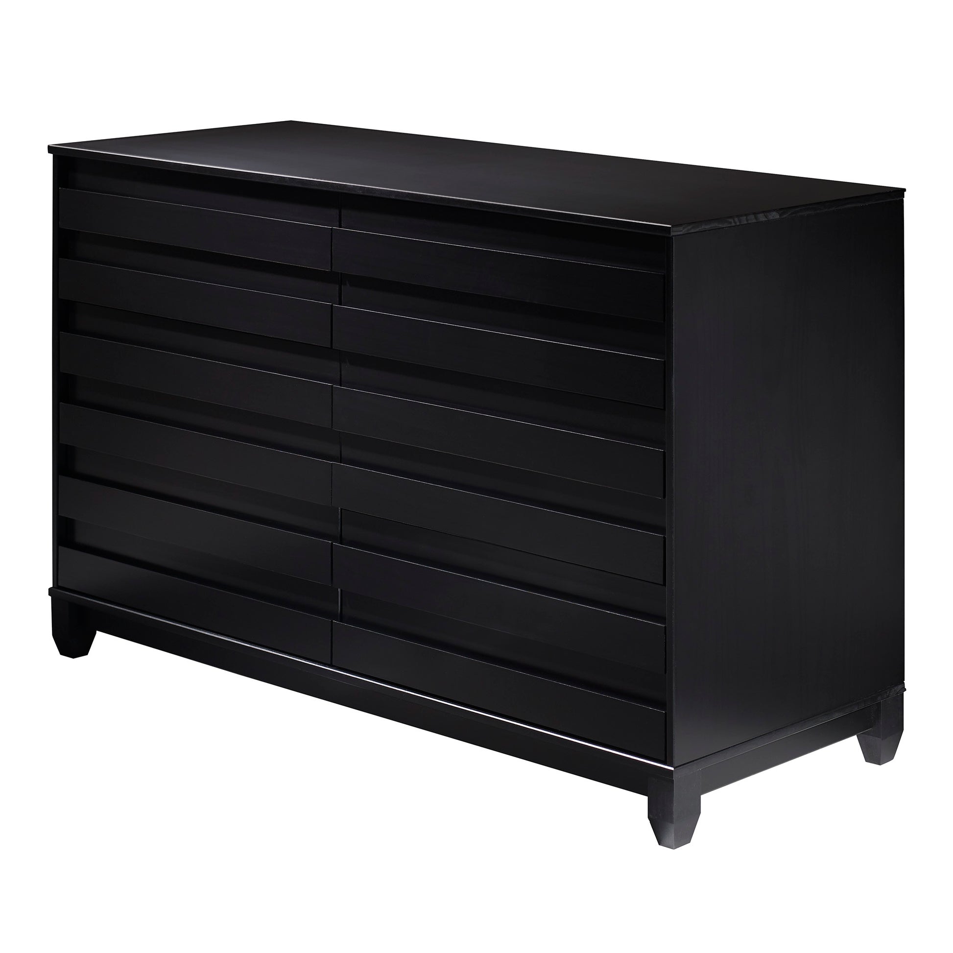 Agnes Modern 6-Drawer Solid Wood Dresser with Channel Pulls - Black