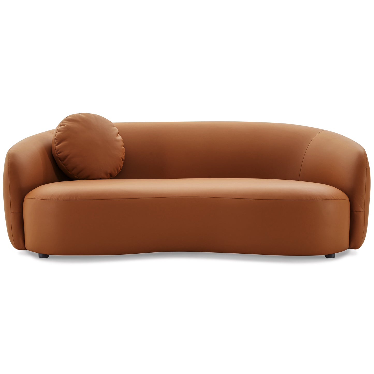 Porter Modern Curved PU Leather Sofa, Cognac