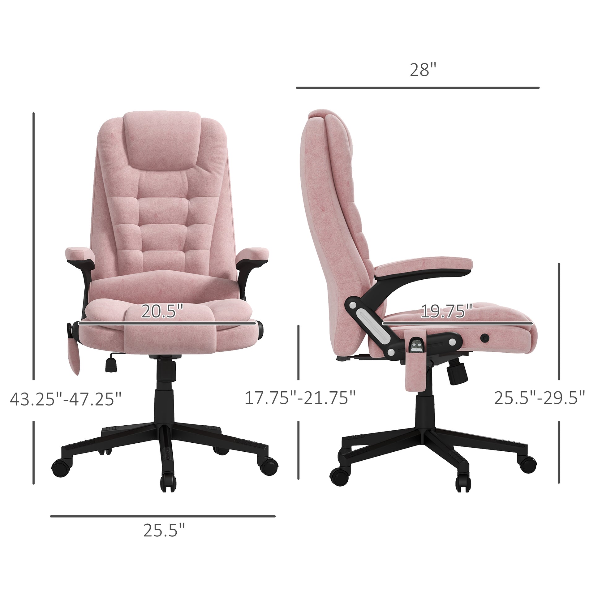 Faedra 6 Point Vibrating Massage Office Chair with Heat, Pink