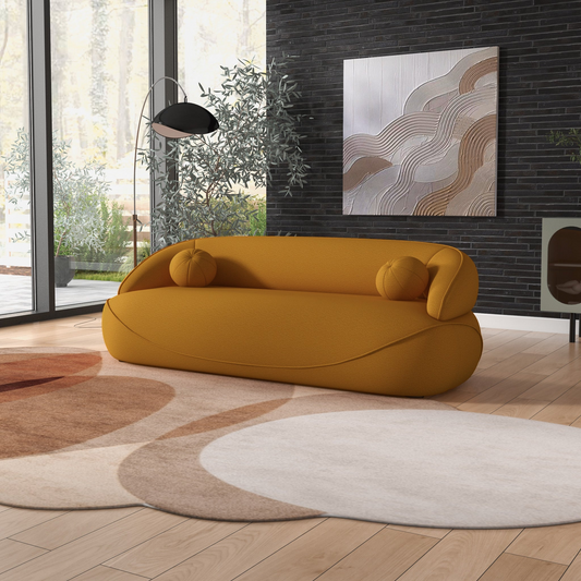 Andrew Modern Mustard Yellow Boucle Sofa