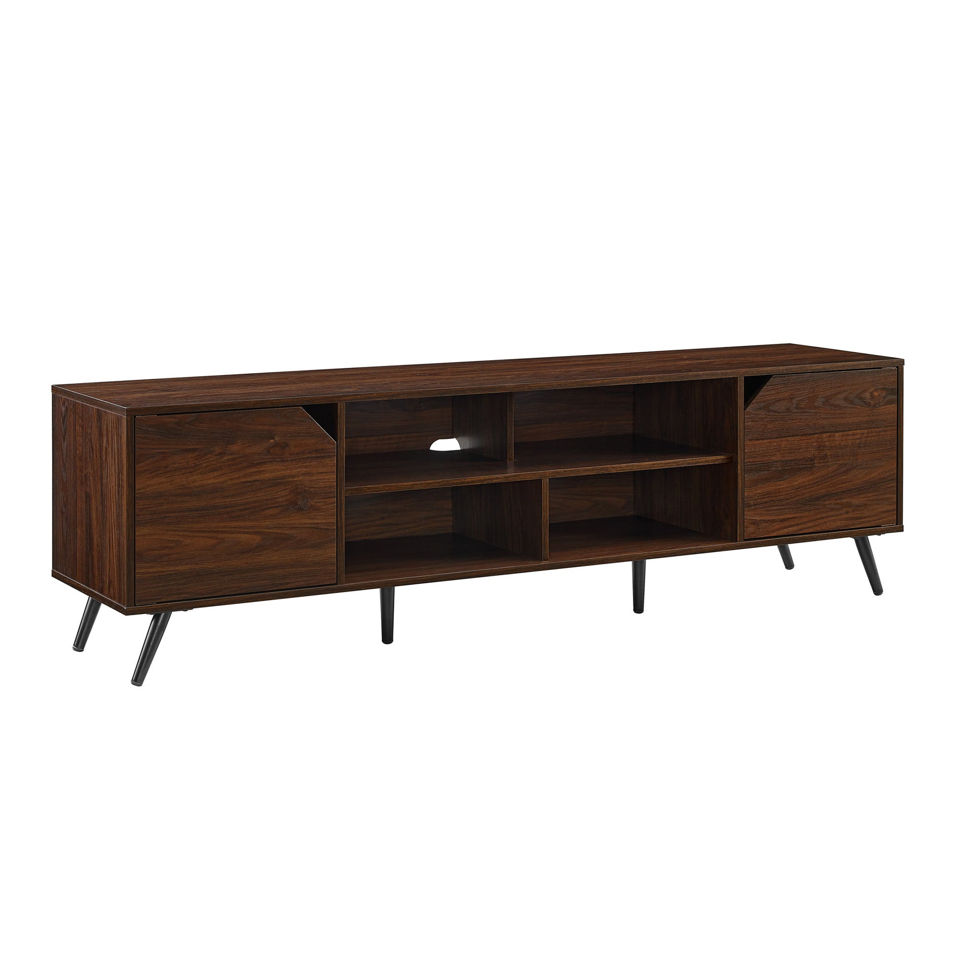 Helena Contemporary 2-Door Minimalist TV Stand for TVs up to 80 inches – Dark Walnut