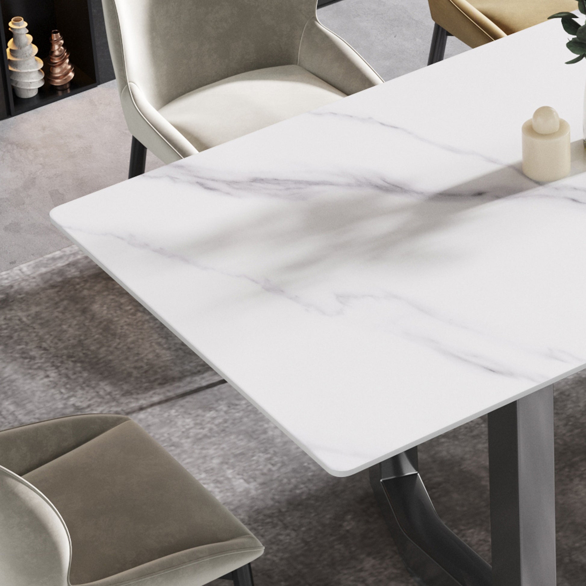 Elara Modern 70.8" Sintered Stone Dining Table, White & Black