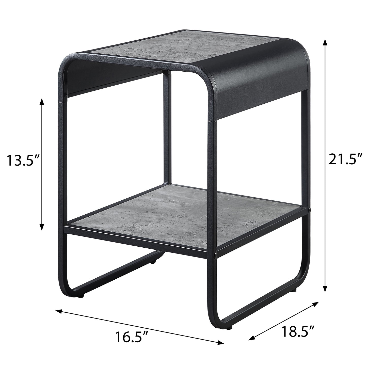 Concrete Grey and Black 1-shelf End Table