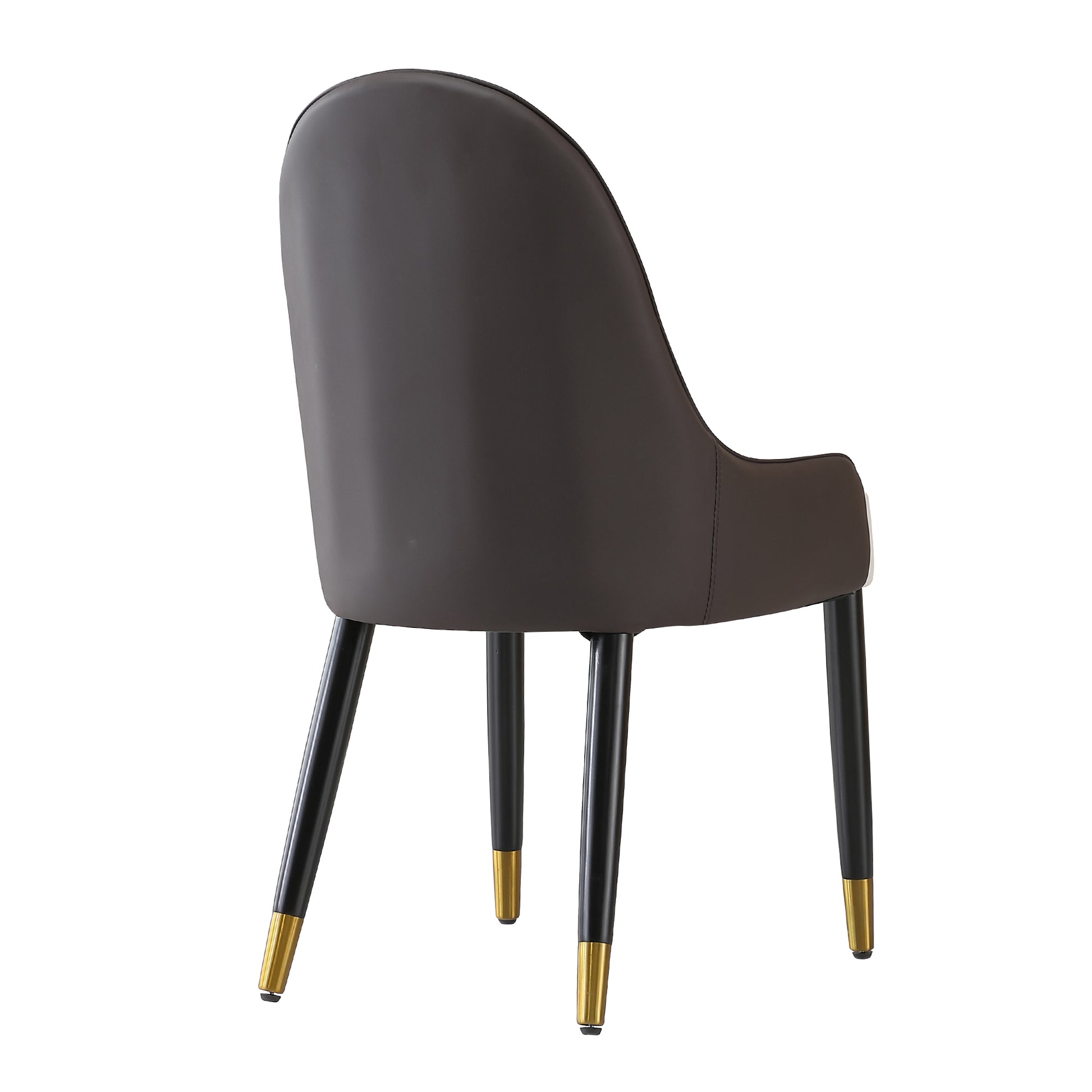 Zyra PU-Leather Side Chairs with Gold Tipped Metal Legs Set of 2 Brown & White