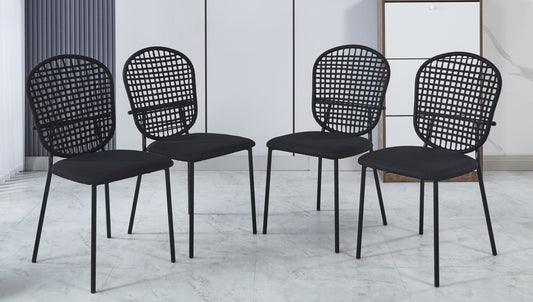 Persis Sennit Chairs with Black Legs Set of 4 Black