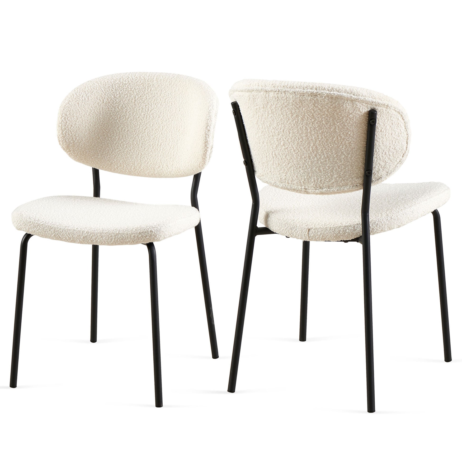 Indra Beige Boucle Fabric Dining Chairs Set of 2