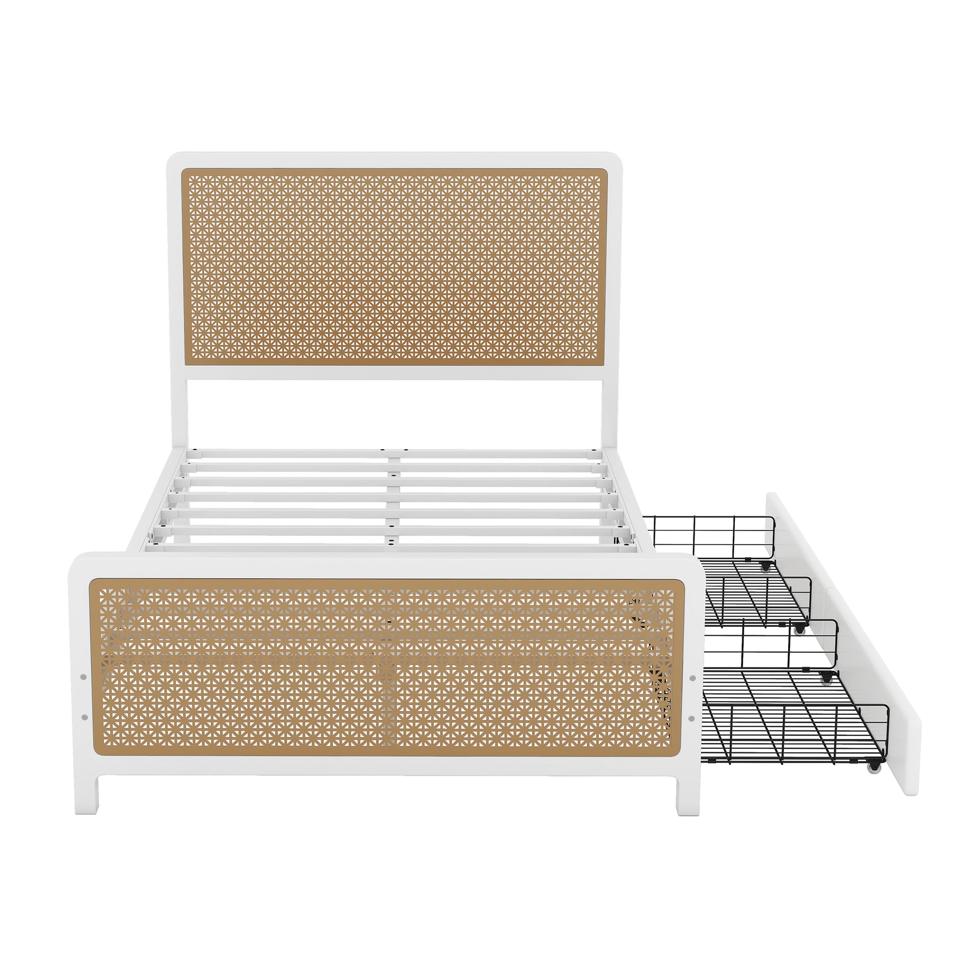 Belton Full Size Metal Platform Bed with 2 Drawers, White