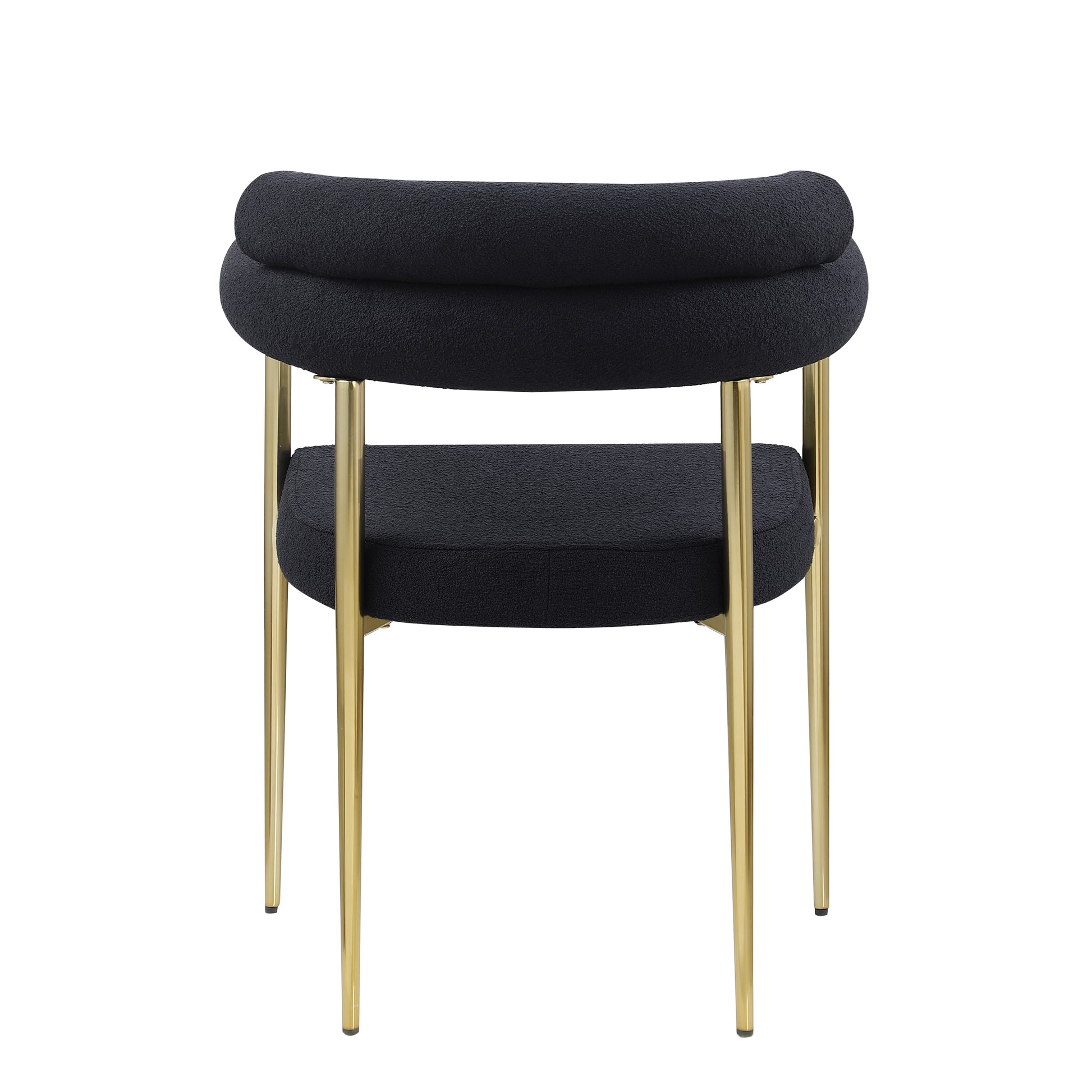 Sabine Mid-Century Modern Boucle Side Chairs Set of2 Black & Gold