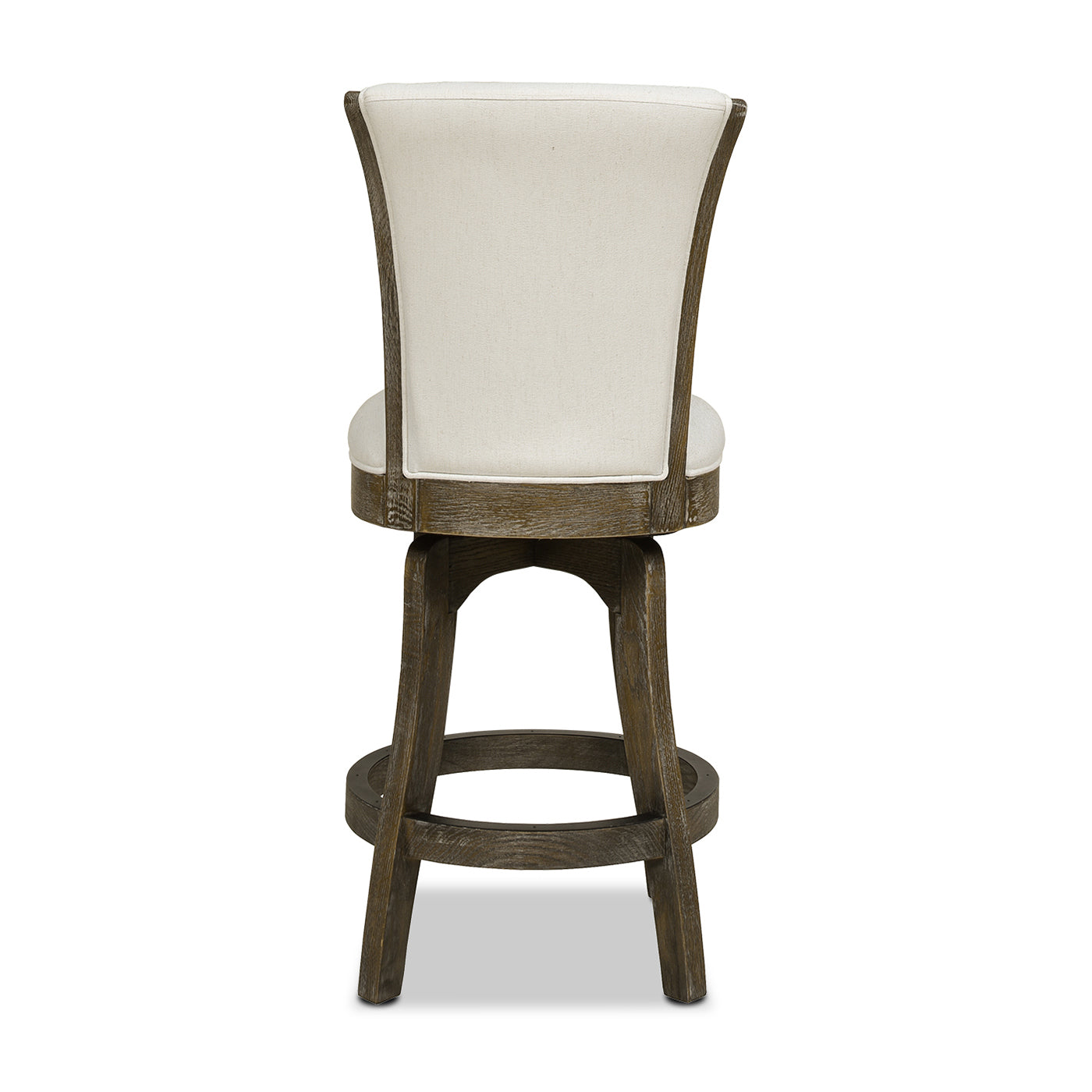 Henry 27” Armless Swivel Counter Height Bar Stool, Natural White Linen