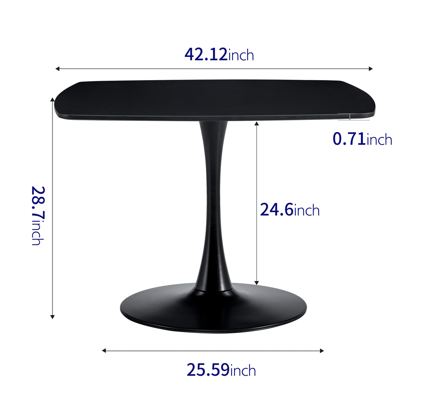 Lark Mid-Century Modern 42.1" Black Pedestal Dining Table