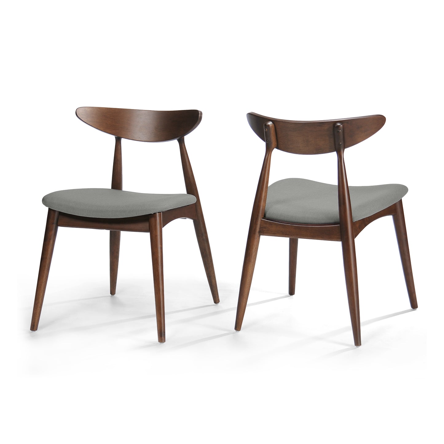 Karen Mid-Century Modern Side Chairs Set of 2 Walnut & Gray