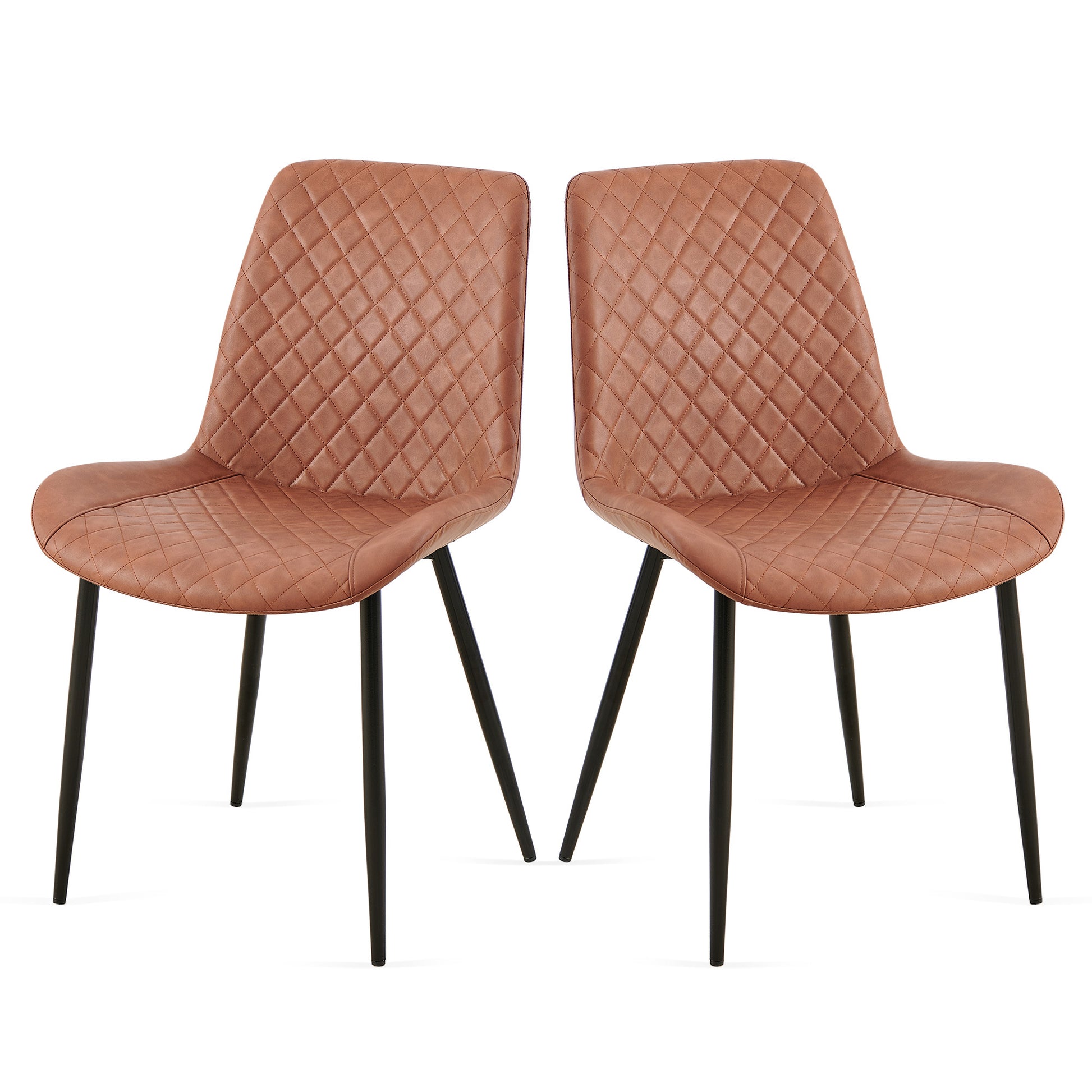 Taryn Mid-Century Modern PU Leather Side Chairs Set of 2 Brown