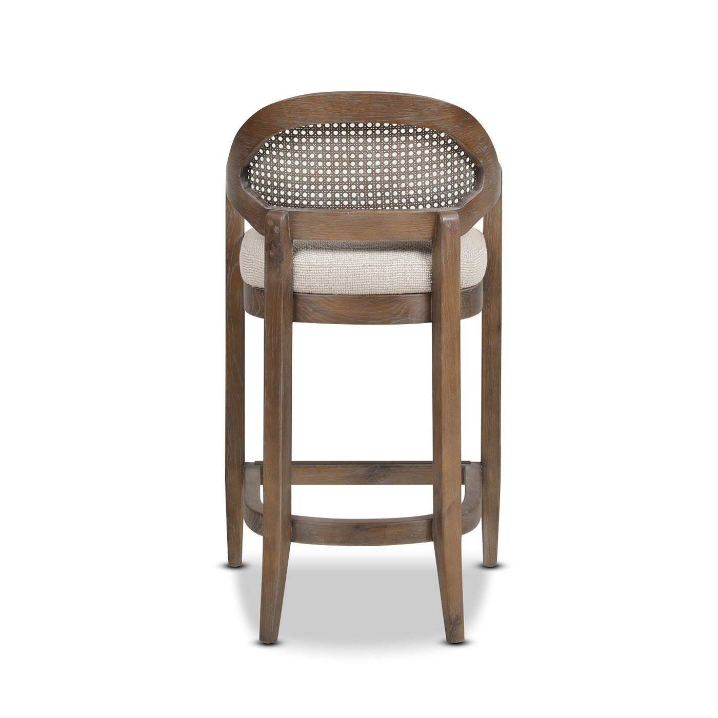 Faustine Mid-Century Modern 26' Cane Back Counter Stool, Taupe Beige Textured Weave