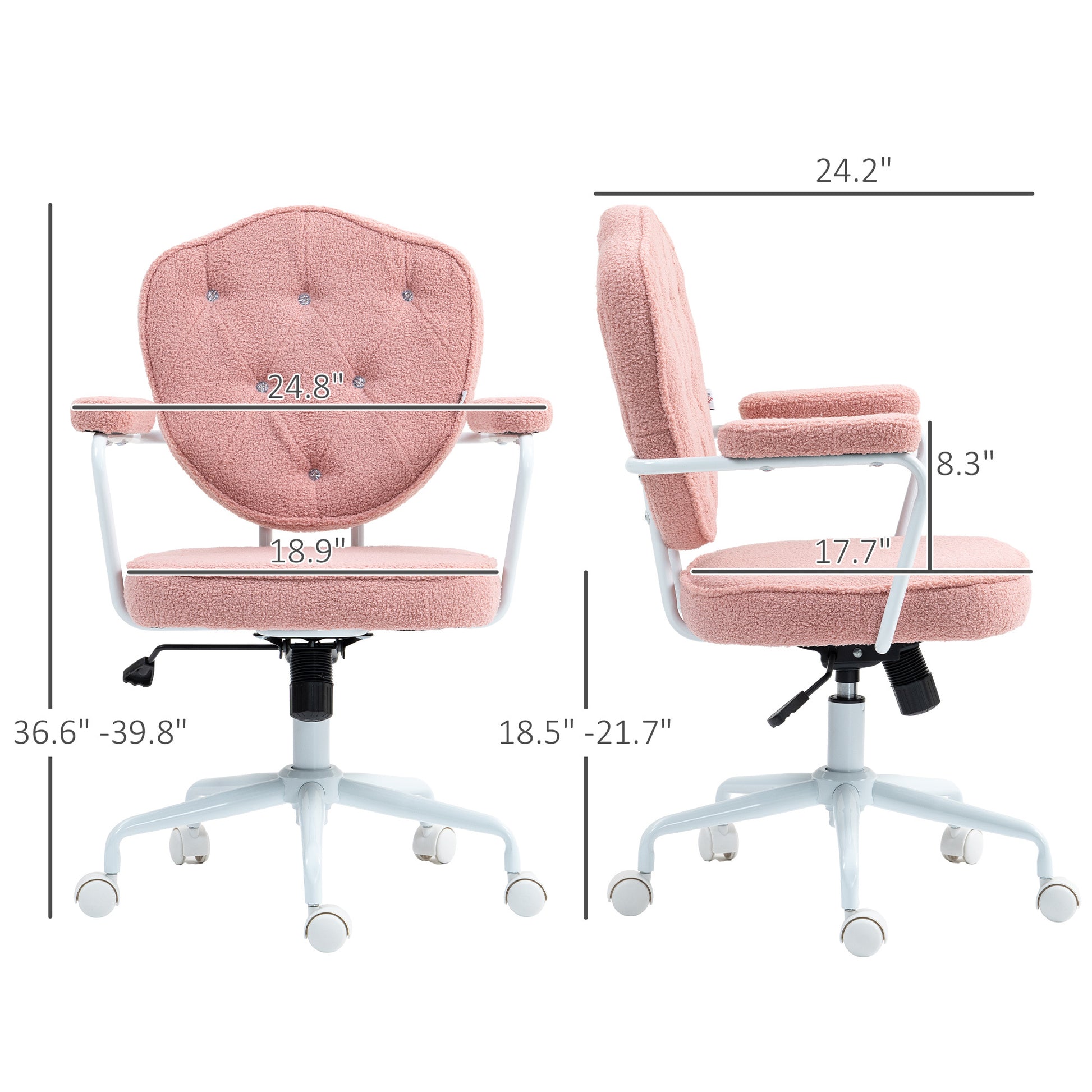 Vale Teddy Fabric Button Tufted Office Chair, Pink