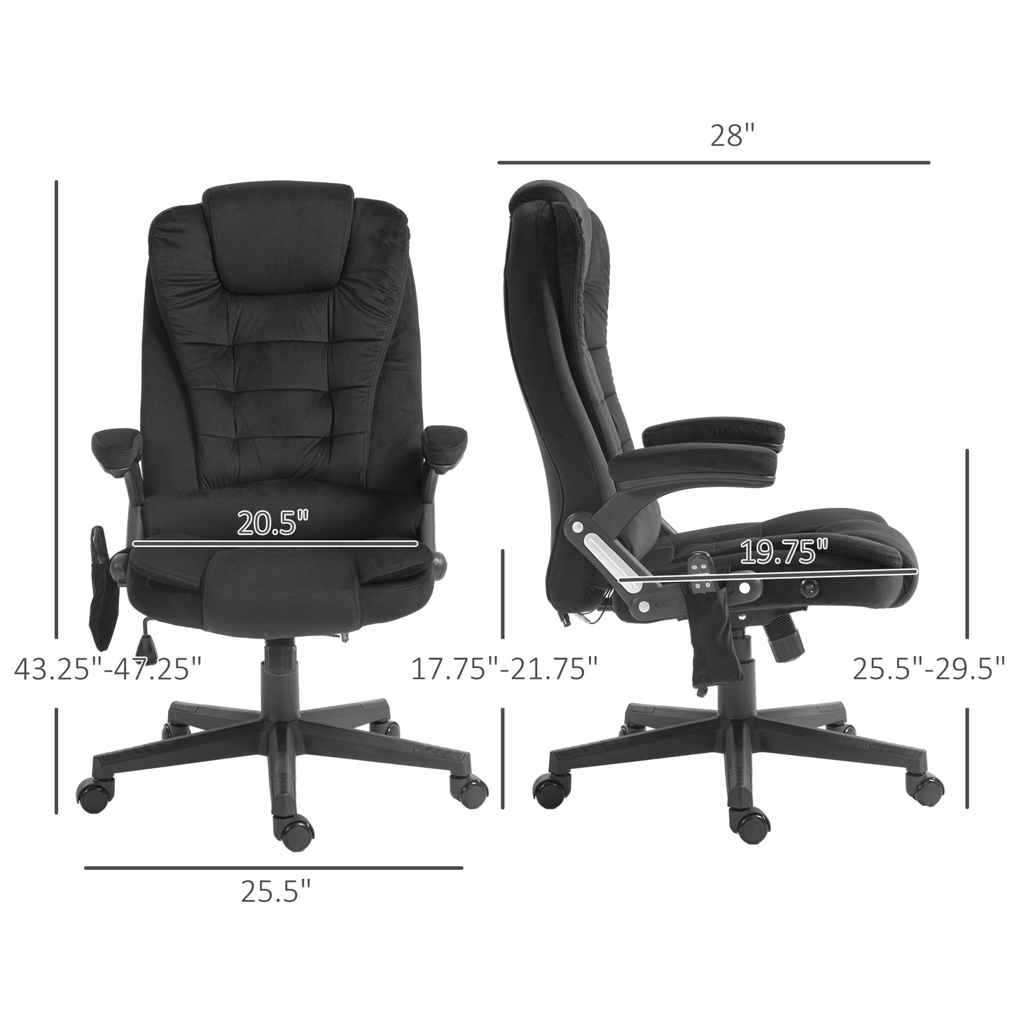 Elvina High Back Executive Office Chair with Massage & Head, Black