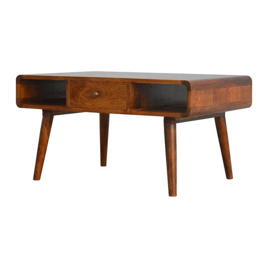 Maude Solid Wood Curved Chestnut Coffee Table