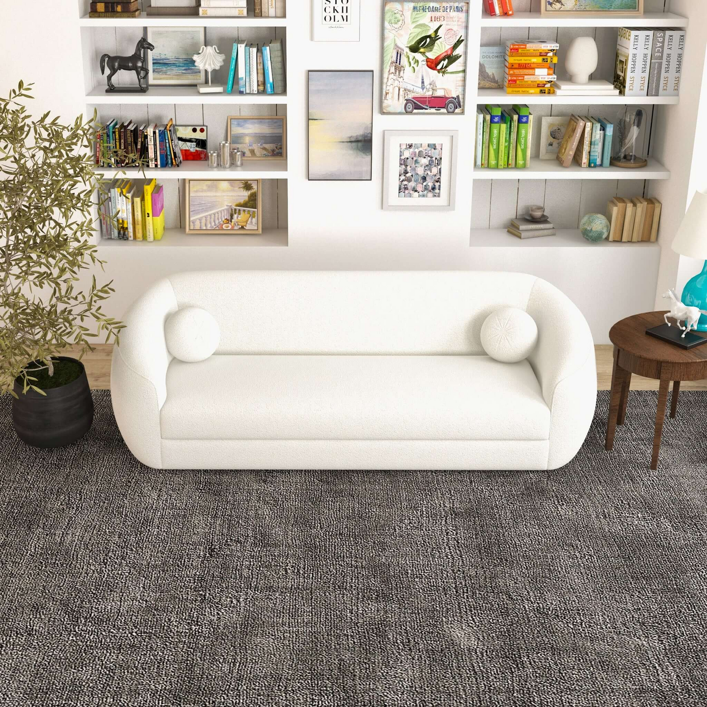 Melinda Modern Ivory Boucle Upholstered Sofa