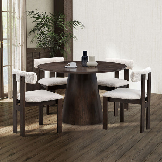 Bernadette 5-Piece Mid-Century Modern Dining Set, Dark Brown