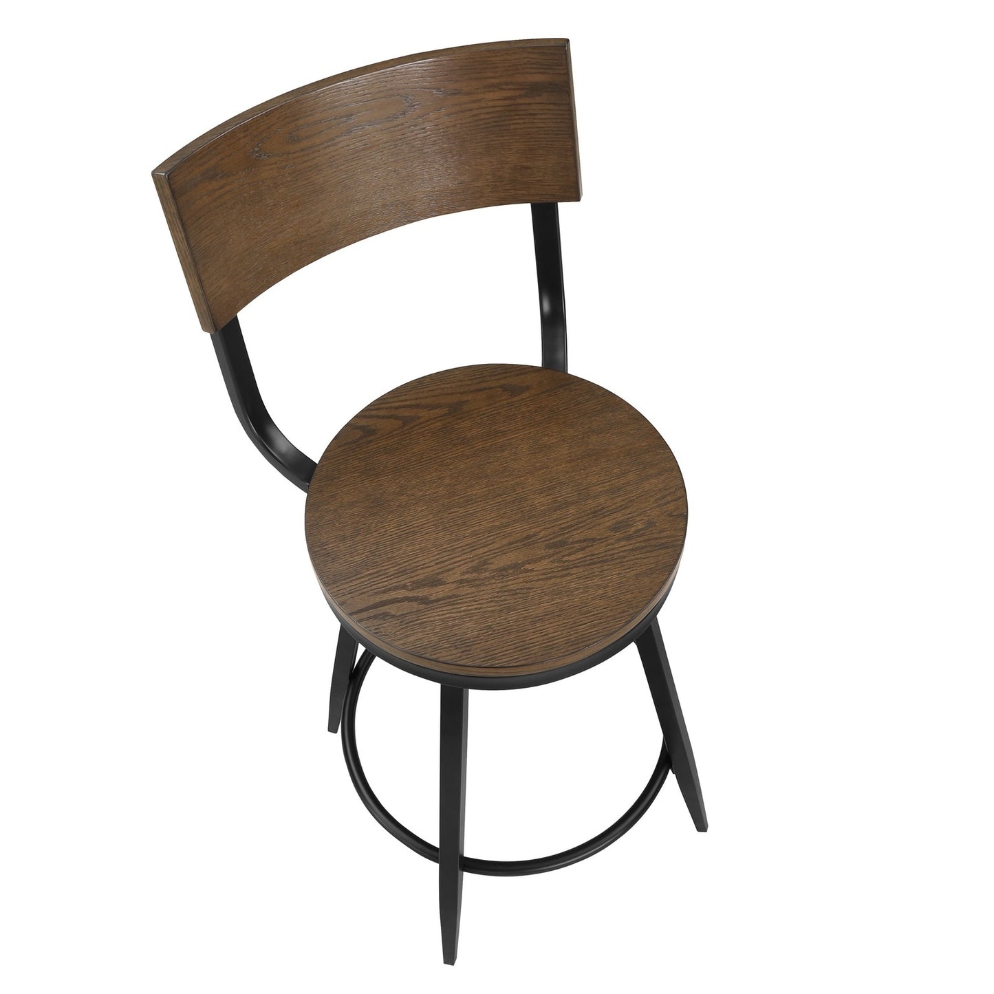 Devon Brown Wood and Metal Swivel Stool