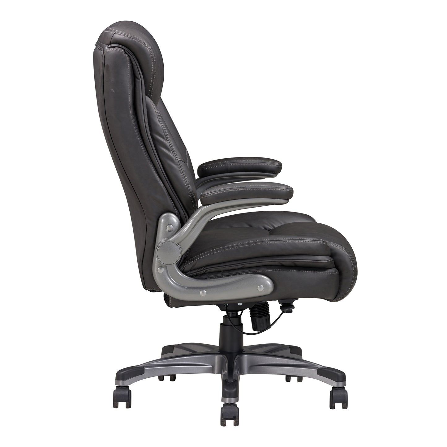 Traditional Gray Leather Executive Office Chair