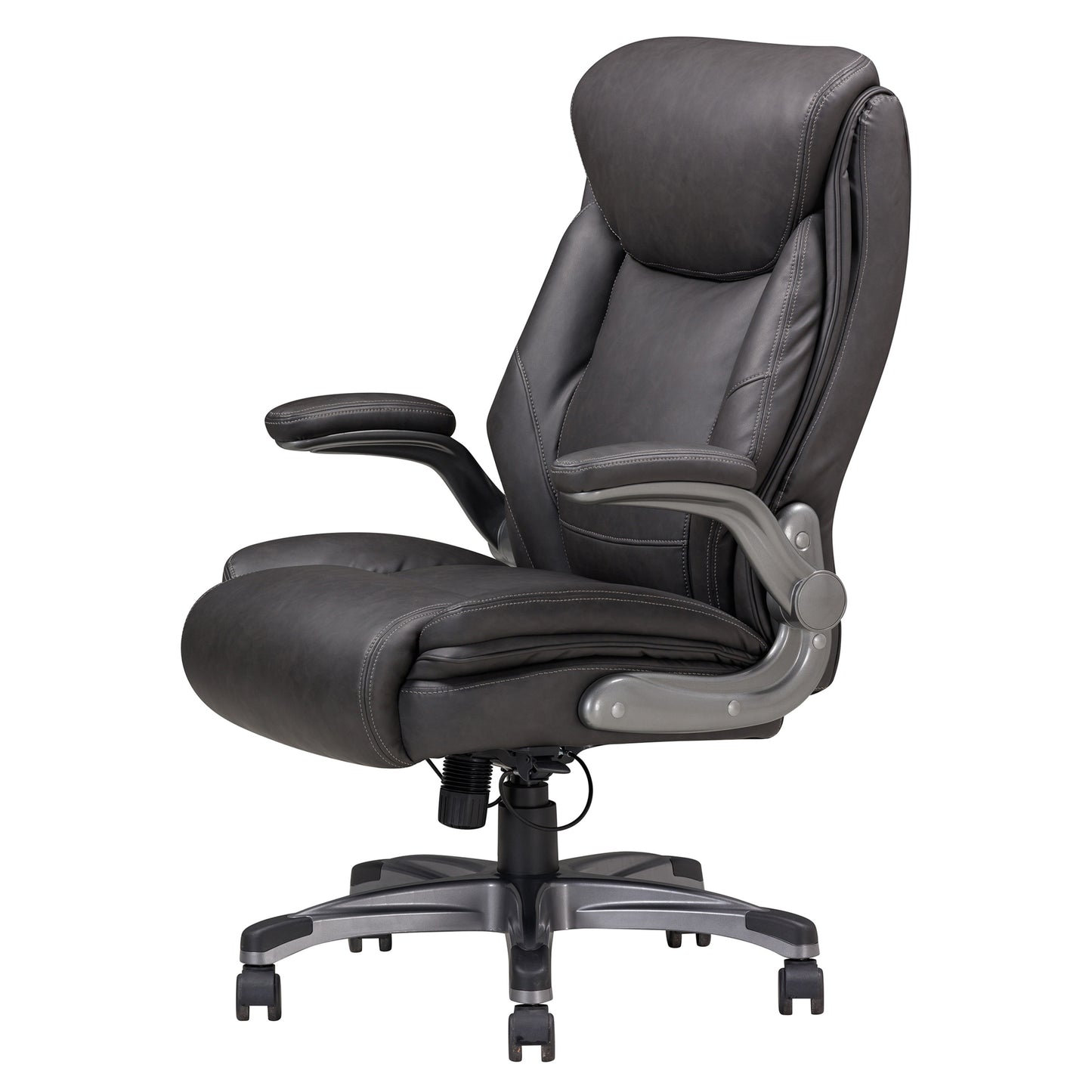 Traditional Gray Leather Executive Office Chair