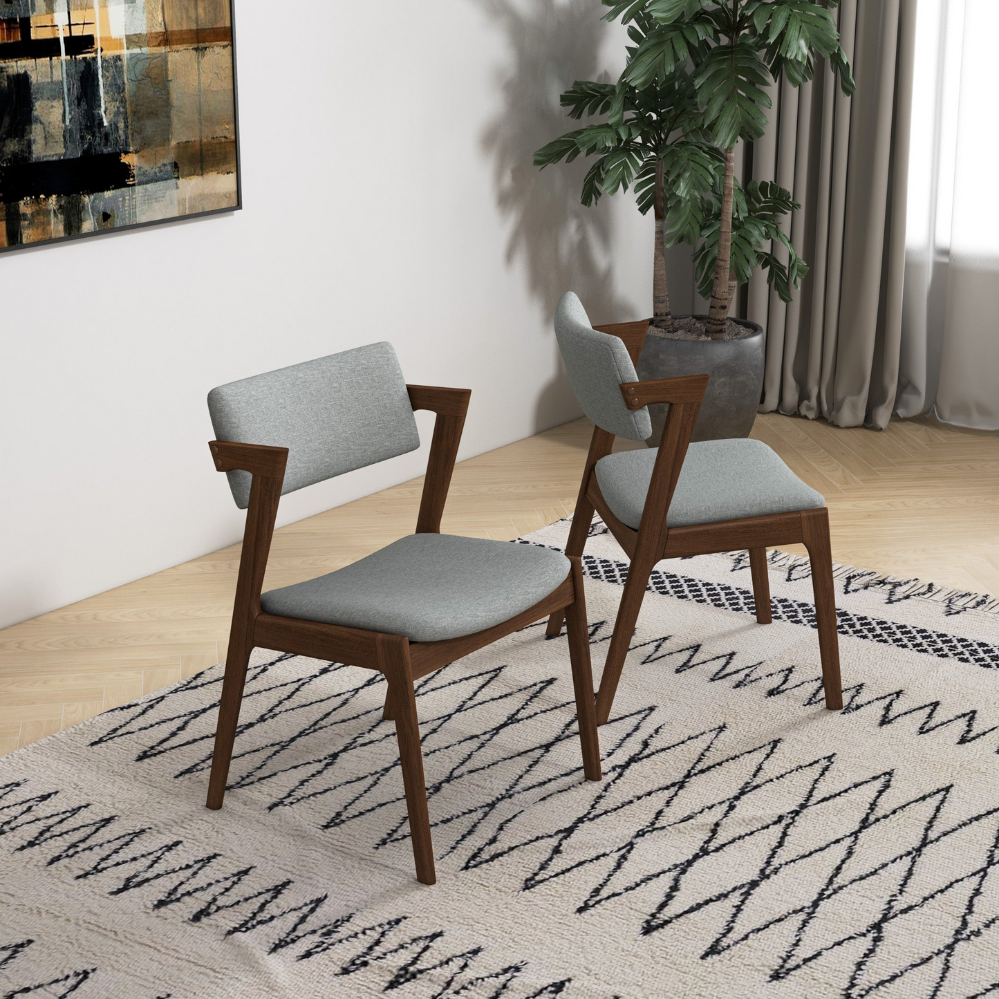 Edwin Light Gray Fabric Dining Chair Set Of 2