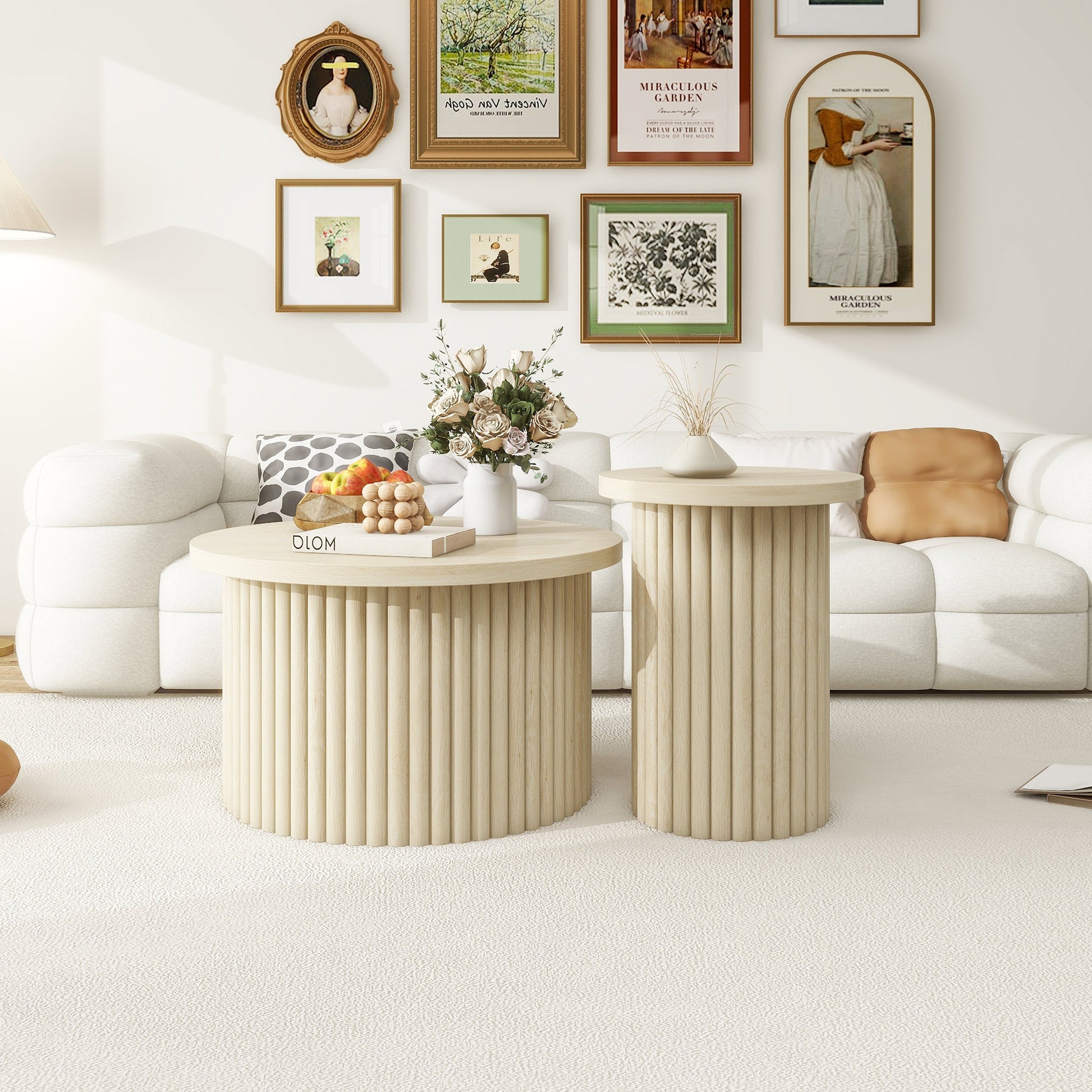 Edith Modern Accent Table Set in Natural