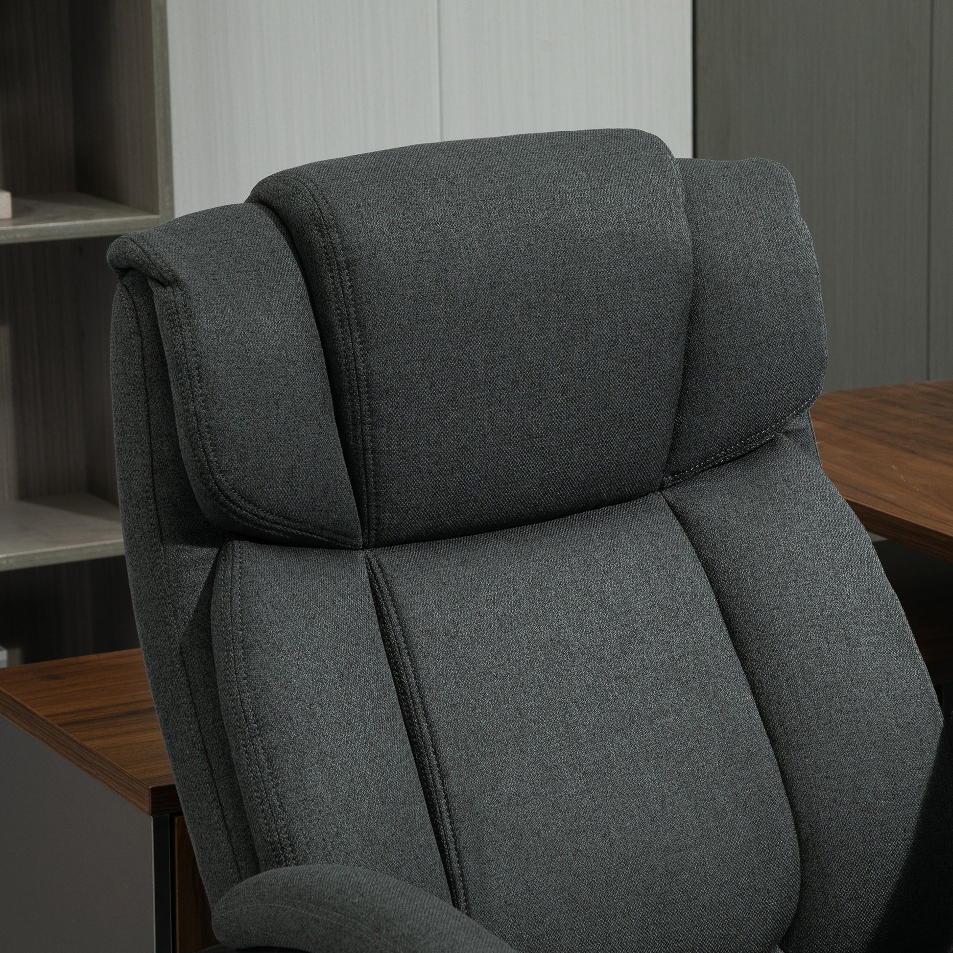 Park High Back Big and Tall Executive Office Chair in Charcoal Linen