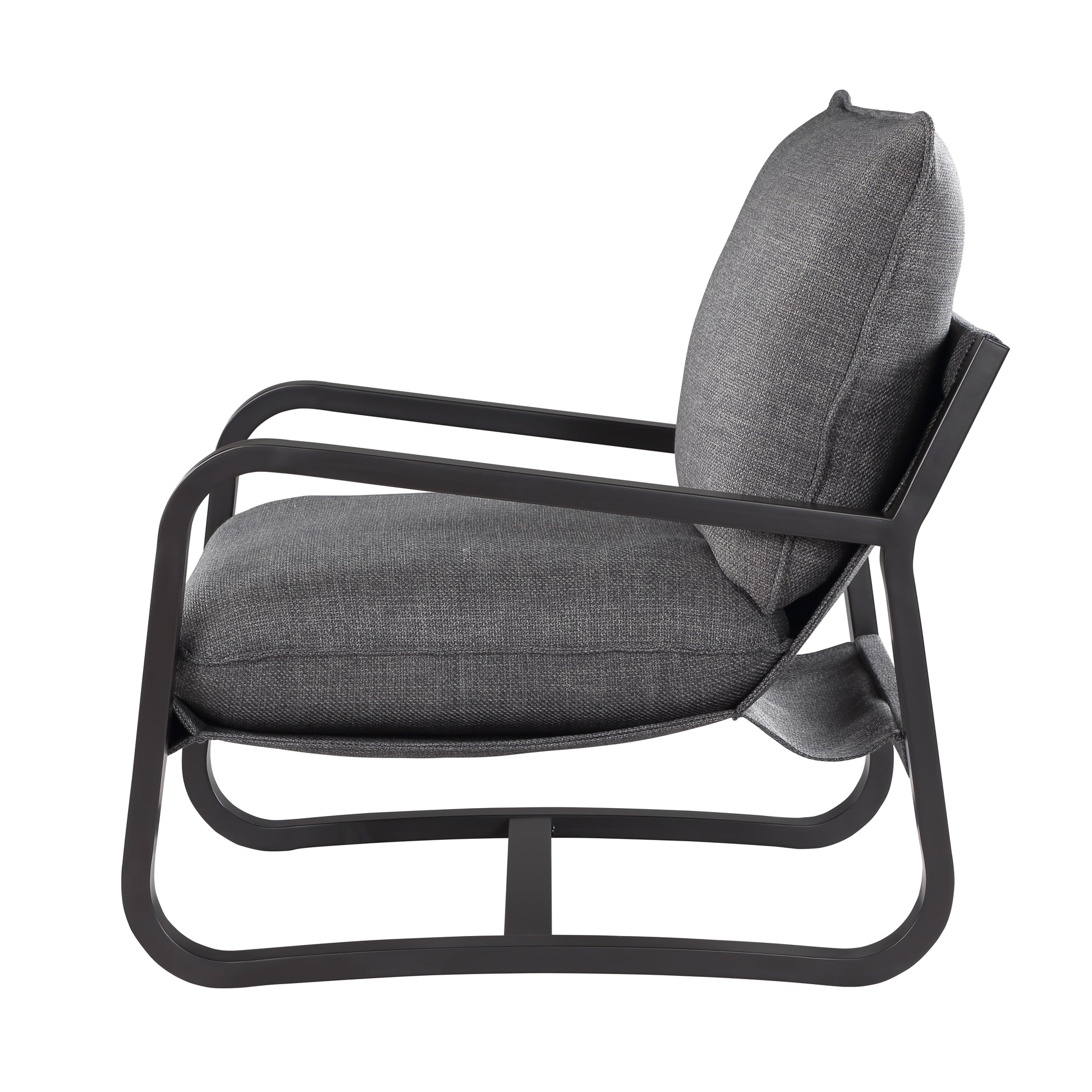 Blaire Sling Chair Upholstered in Charcoal Fabric with Metal Frame