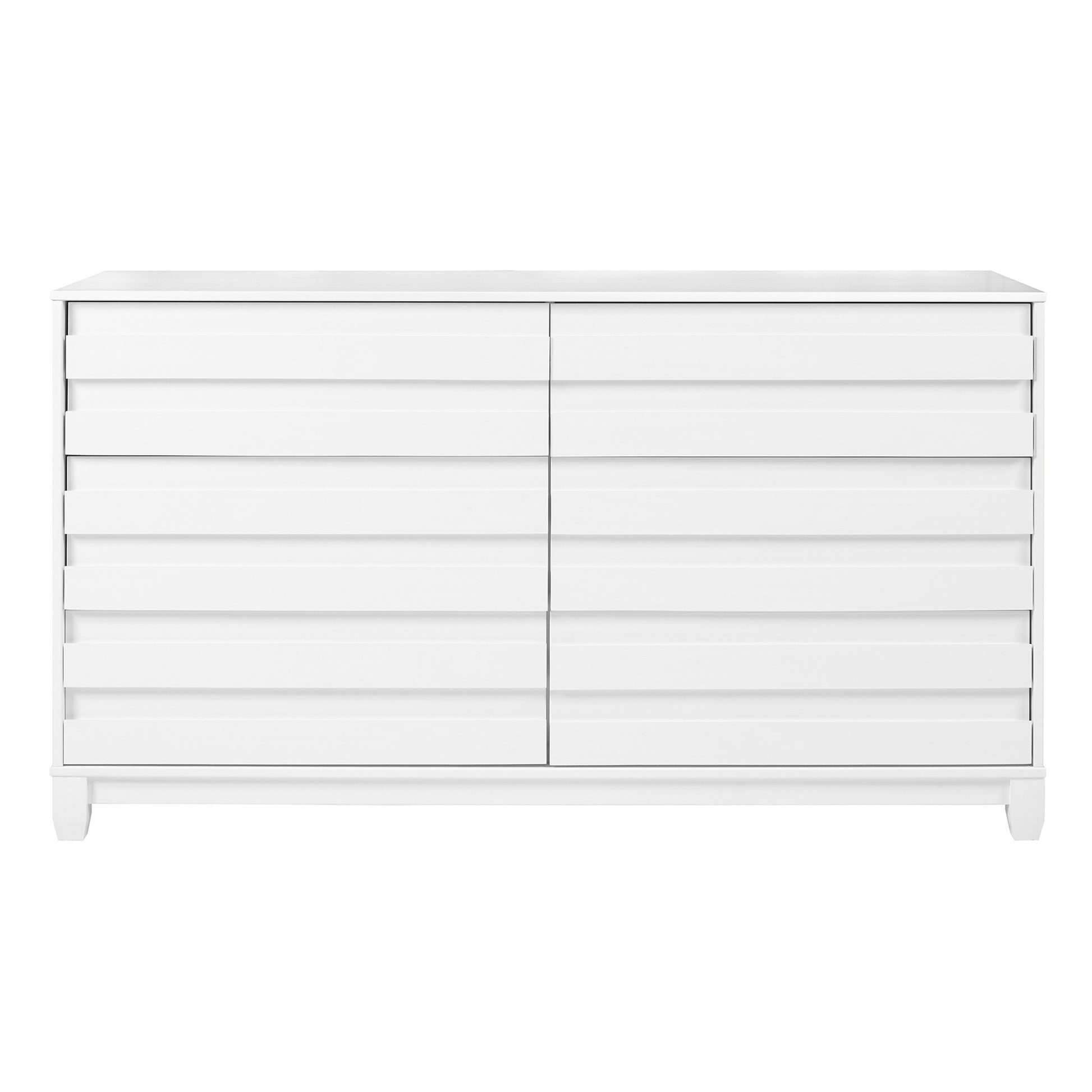 Agnes Modern 6-Drawer Solid Wood Dresser with Channel Pulls - White