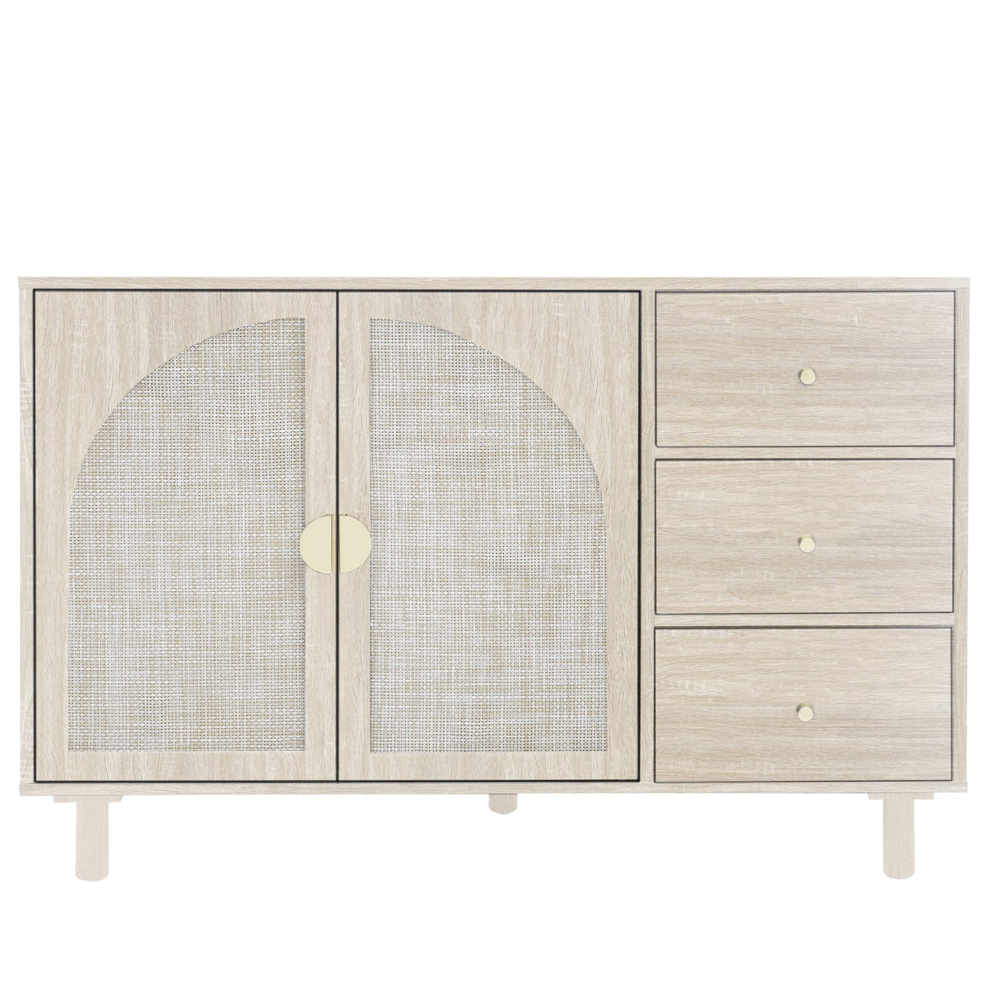 Rune Natural Finish Accent Cabinet with Rattan Door Fronts