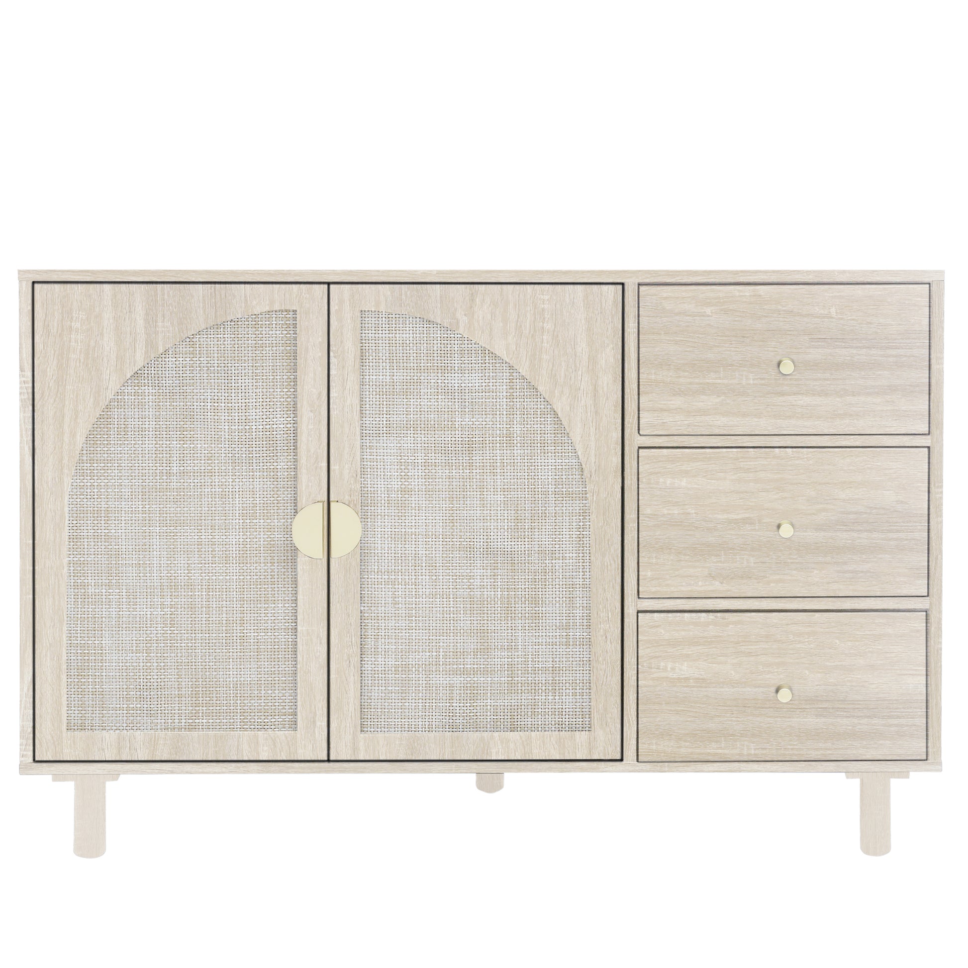 Rune Natural Finish Accent Cabinet with Rattan Door Fronts