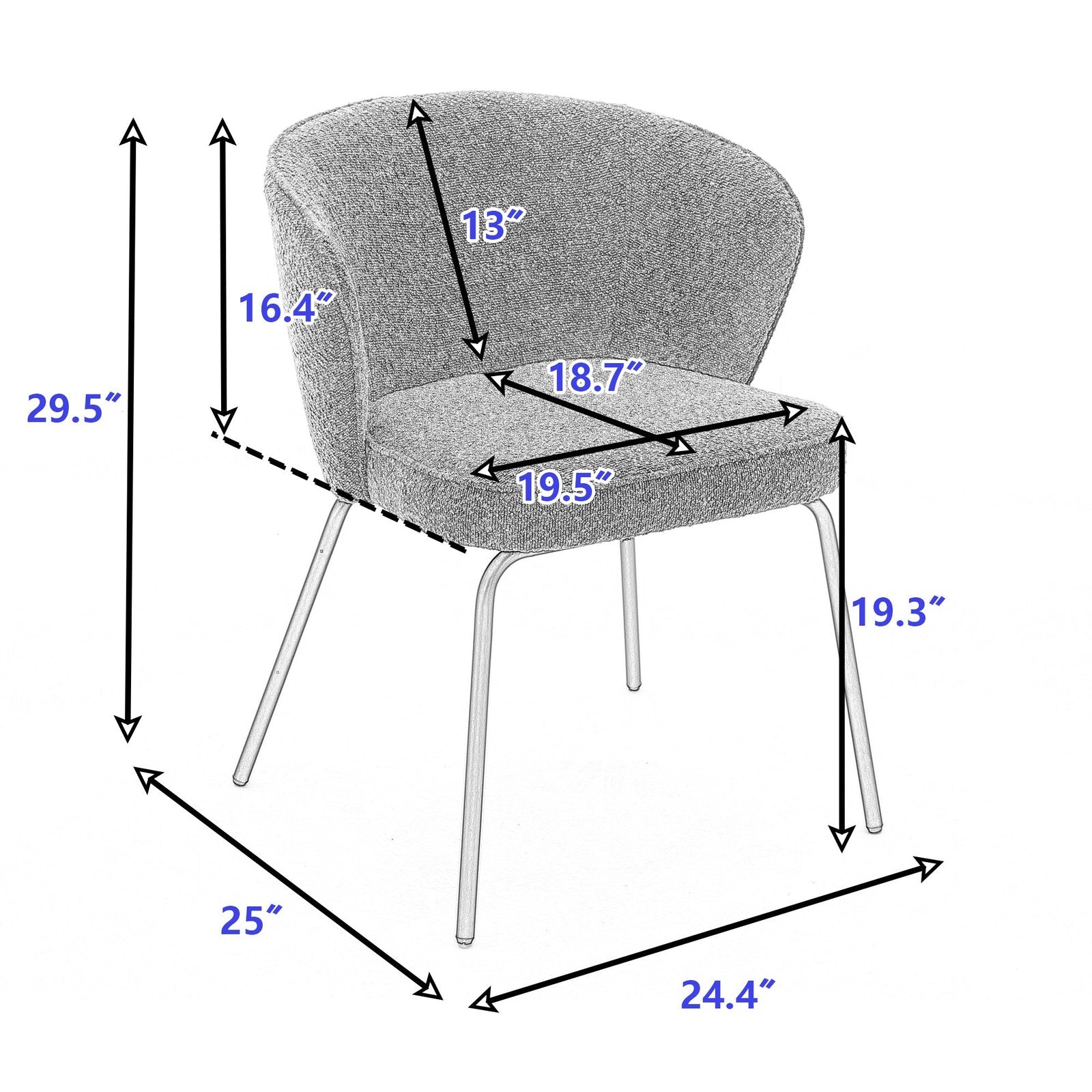 Lindy Modern Boucle Dining Chairs with Black Legs Set of 2 - Ivory