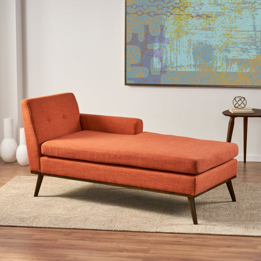 Bellamy Mid-Century Modern Chaise Lounge with Peg Legs, Orange