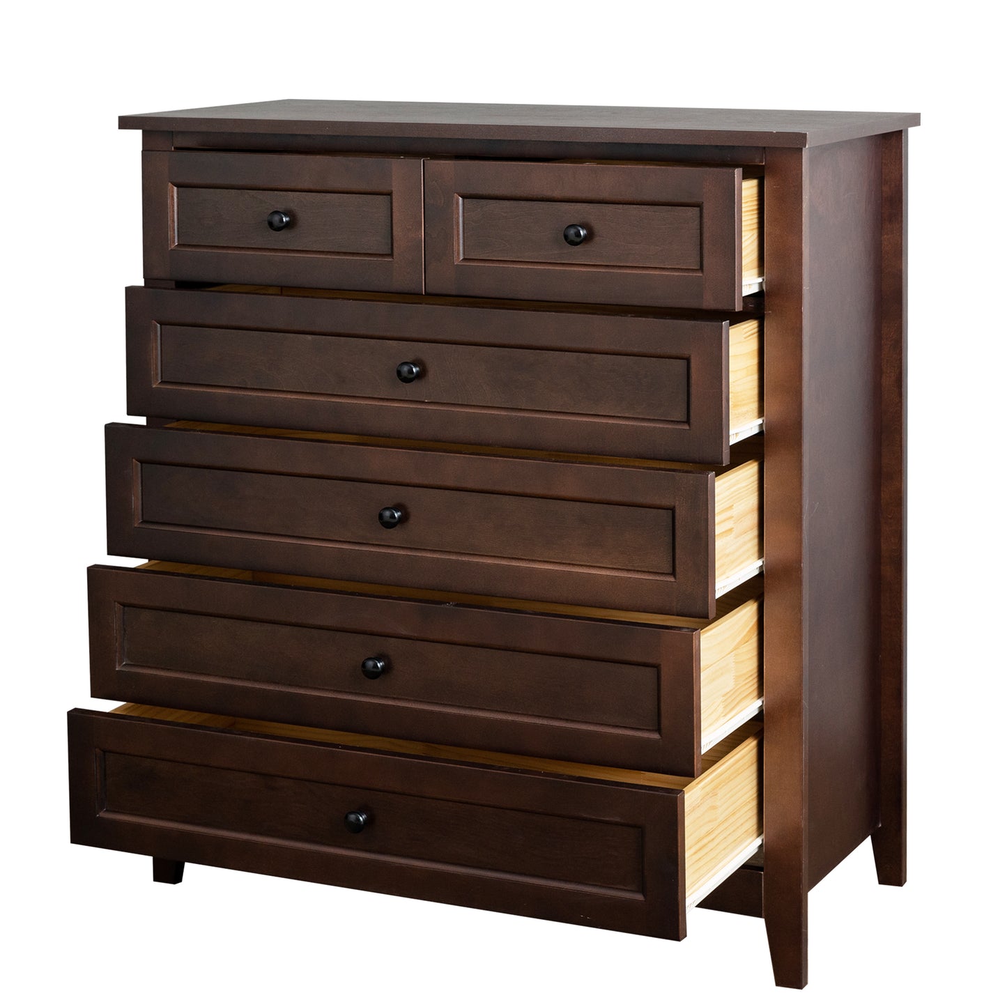 Emory 6-Drawer Solid Wood Chest, Auburn