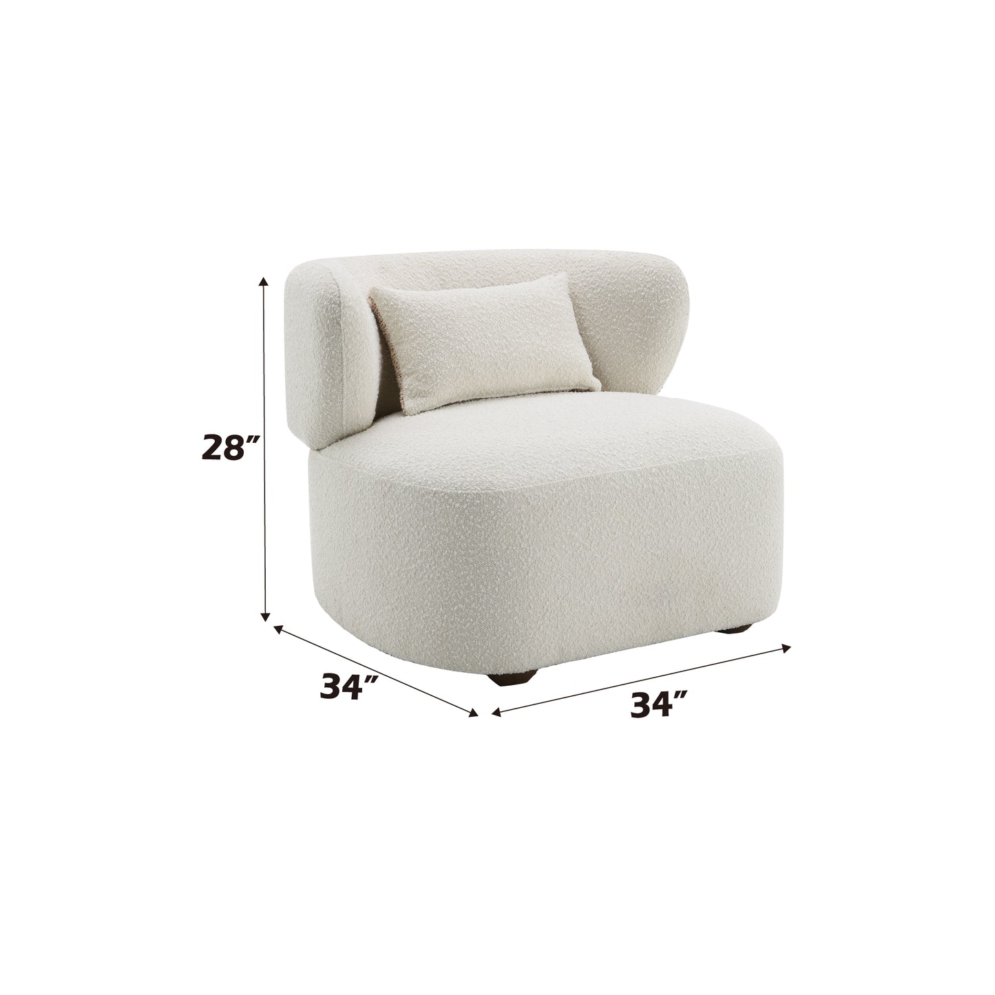 Darius Beige Boucle Accent Chair with Toss Pillow